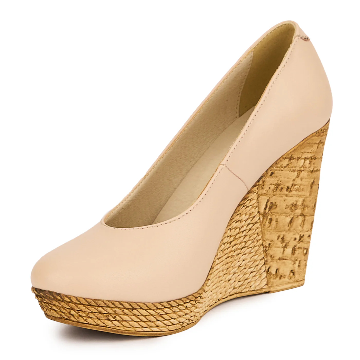 Pantofi dama din piele naturala bej-fard cu platforma 10.5 cm 16479 - Image 3