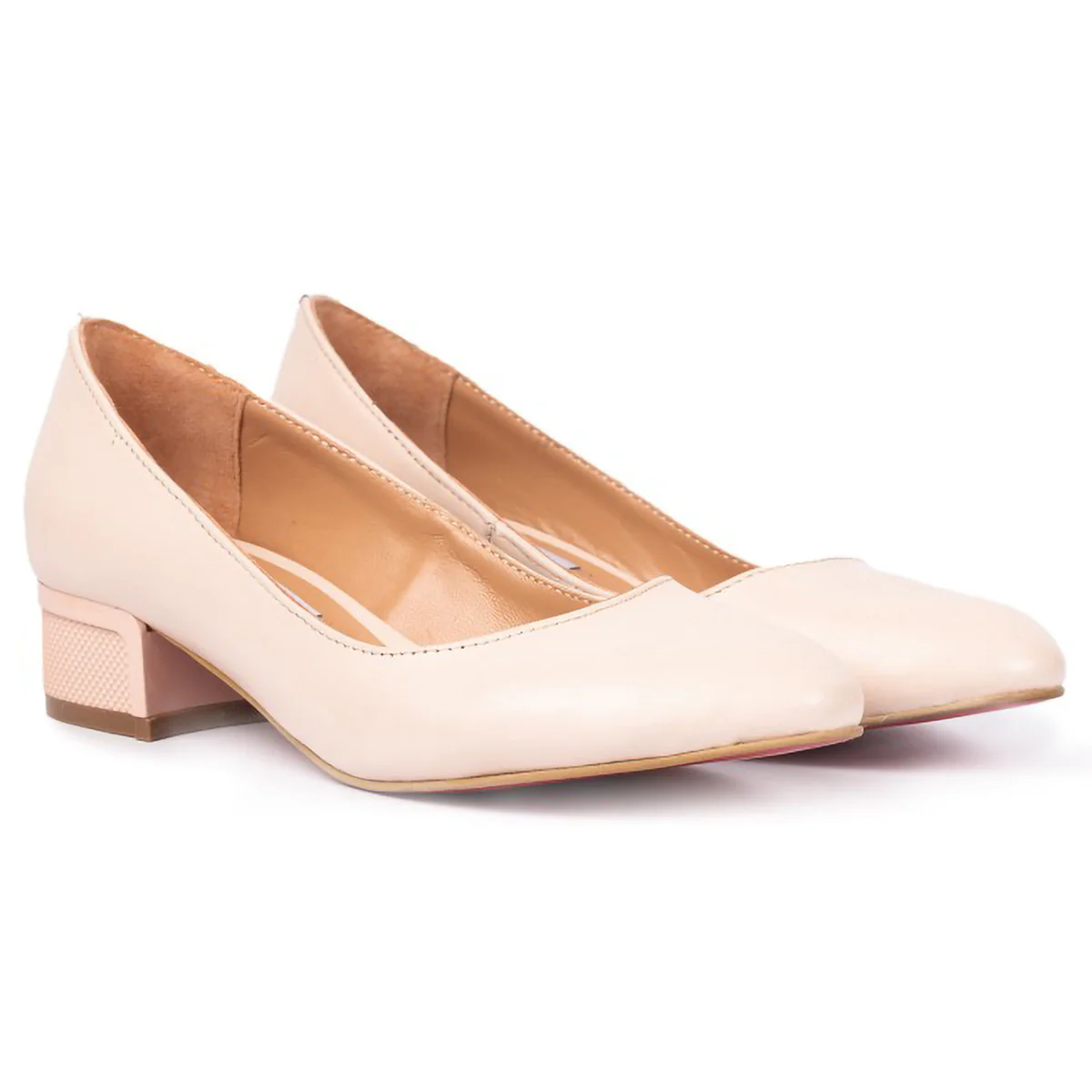 Pantofi dama din piele naturala bej-nude cu toc mic 3 cm 15765 - Image 3
