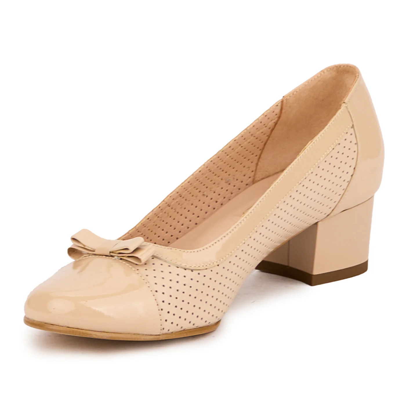 Pantofi dama din piele naturala bej-nude cu toc mic 4 cm 16783 - Image 3