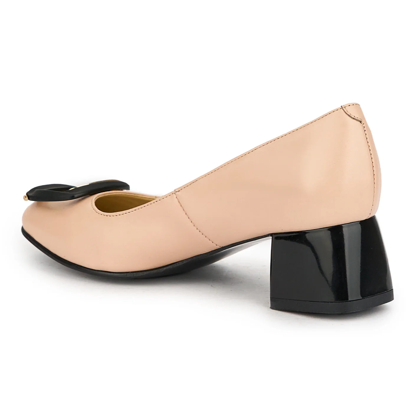Pantofi dama din piele naturala bej-nude toc gros 6 cm 15100 - Image 2