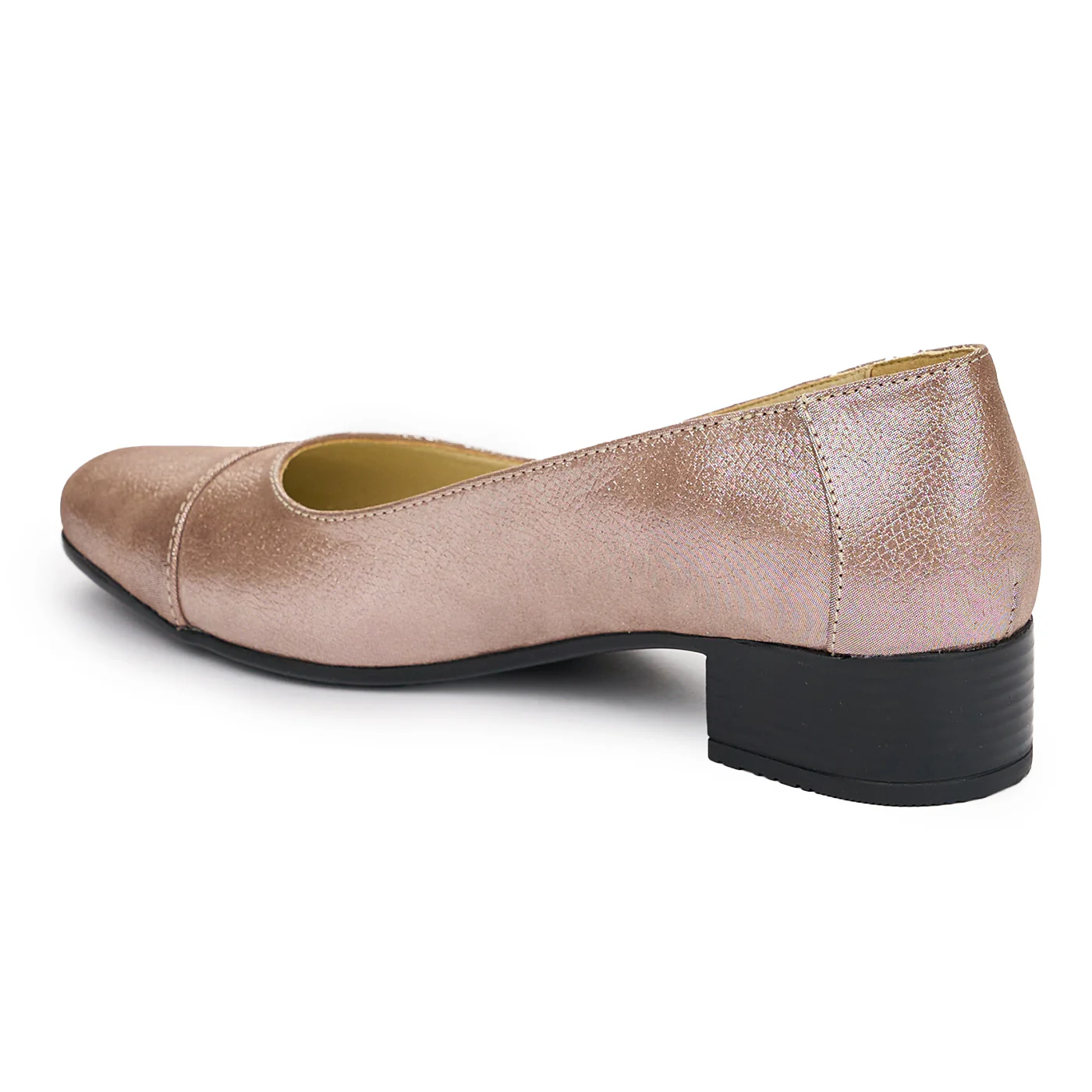 Pantofi dama din piele naturala bej sidef cu toc de 3cm 13094 - Image 2