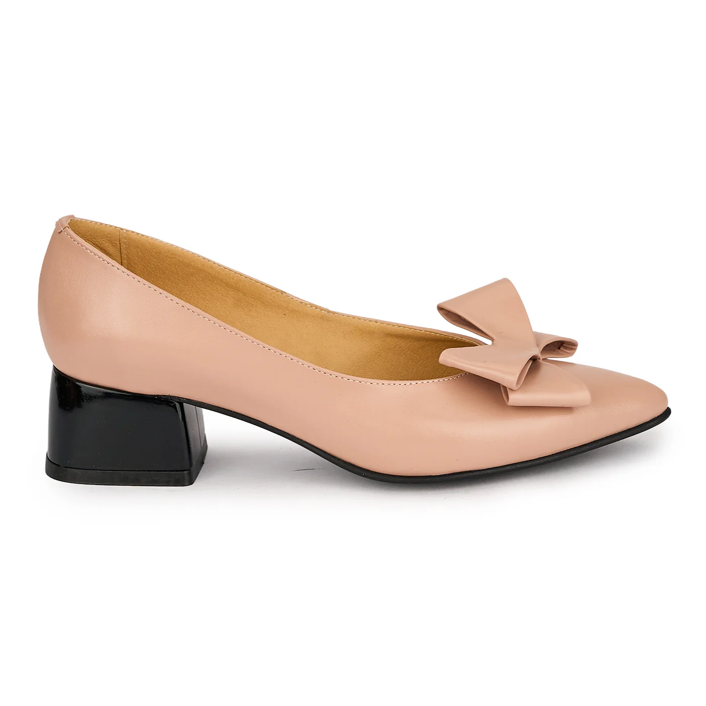 Pantofi dama din piele naturala bej taupe cu toc mic 4.5 cm 19675