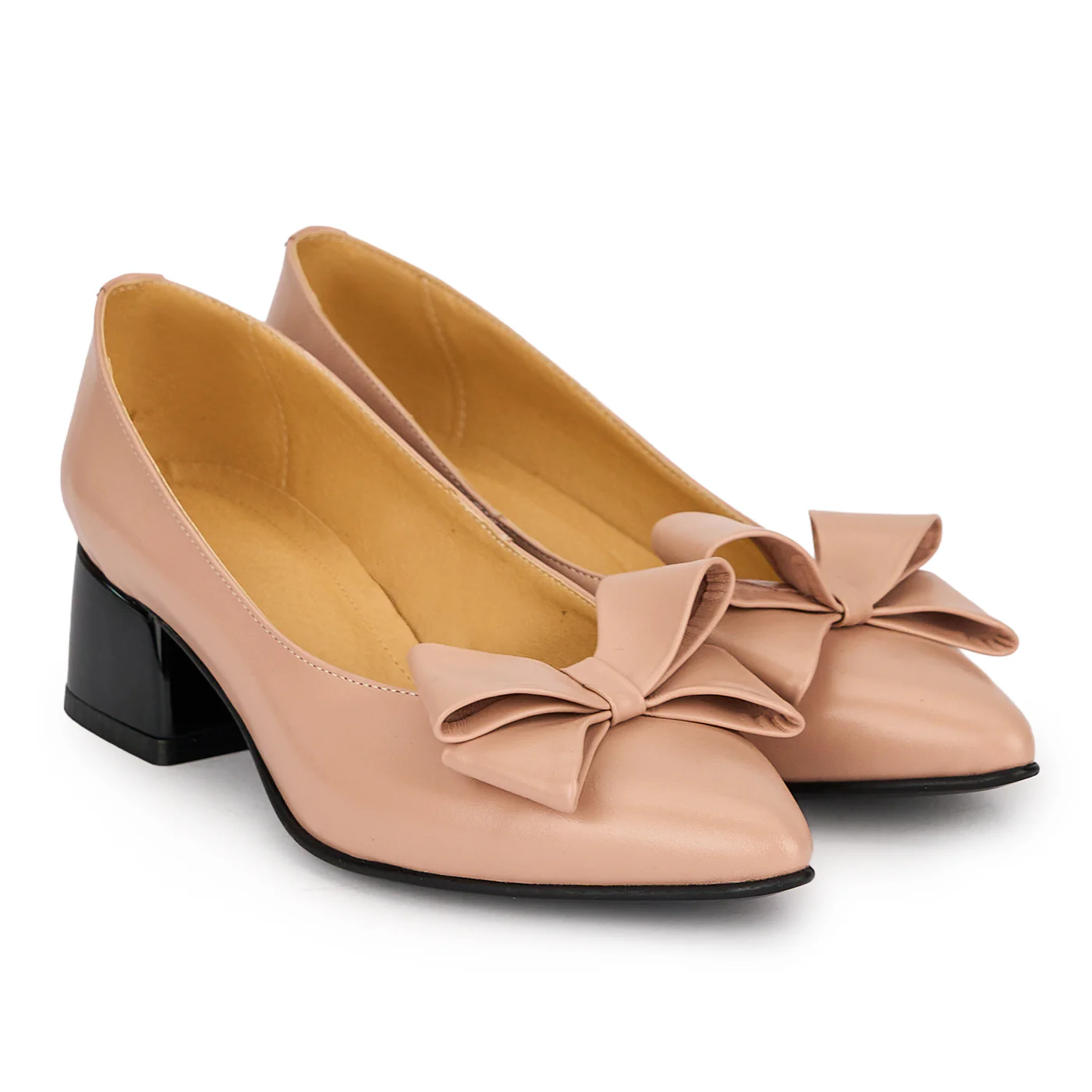 Pantofi dama din piele naturala bej taupe cu toc mic 4.5 cm 19675 - Image 4
