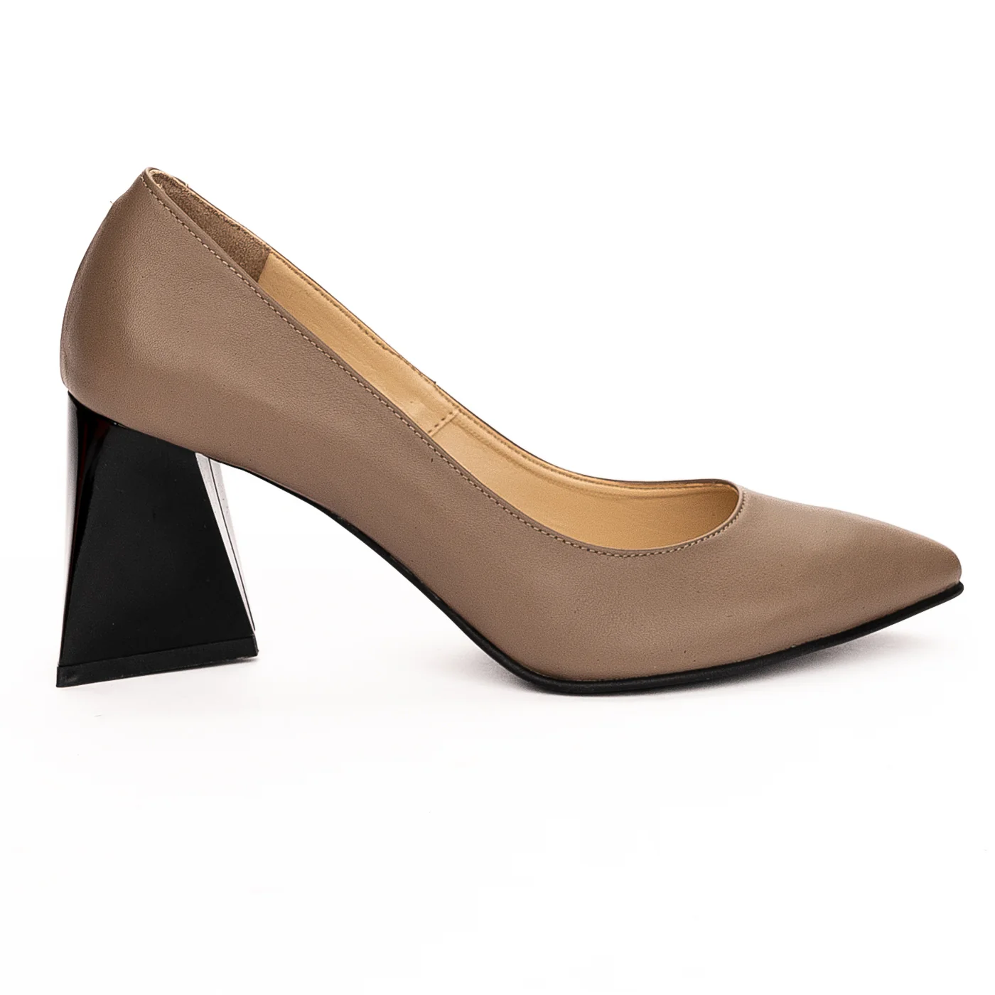 Pantofi dama din piele naturala bej toc 8cm 13257