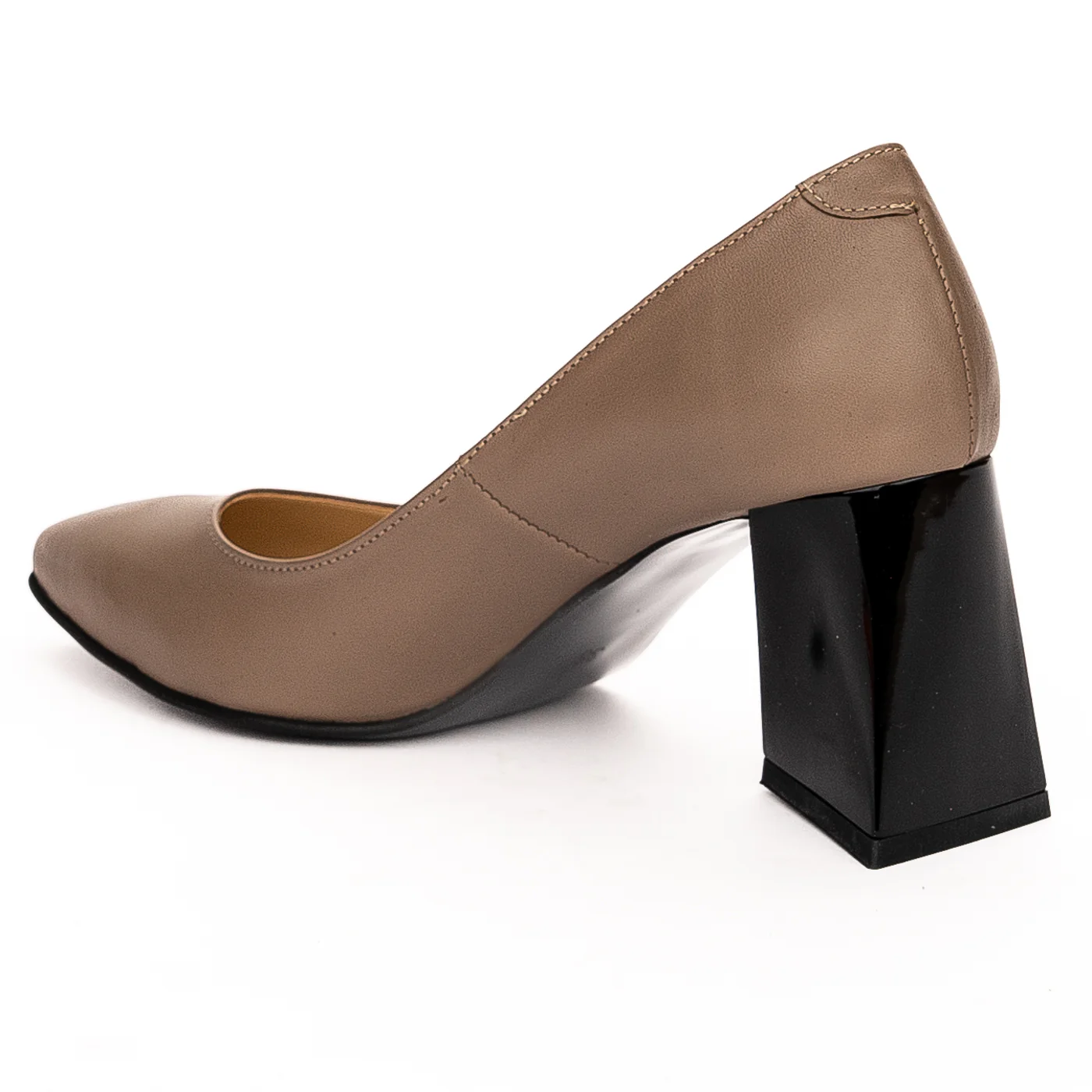 Pantofi dama din piele naturala bej toc 8cm 13257 - Image 2