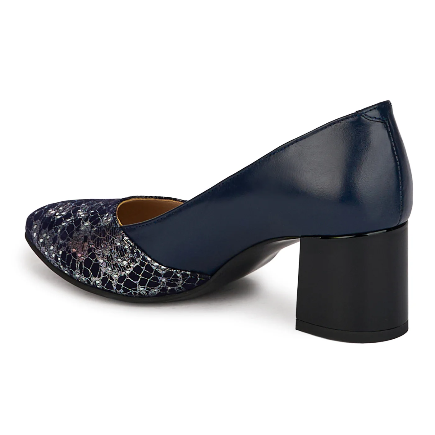 Pantofi dama din piele naturala belumarin cu toc gros 5.5 cm 18434 - Image 2