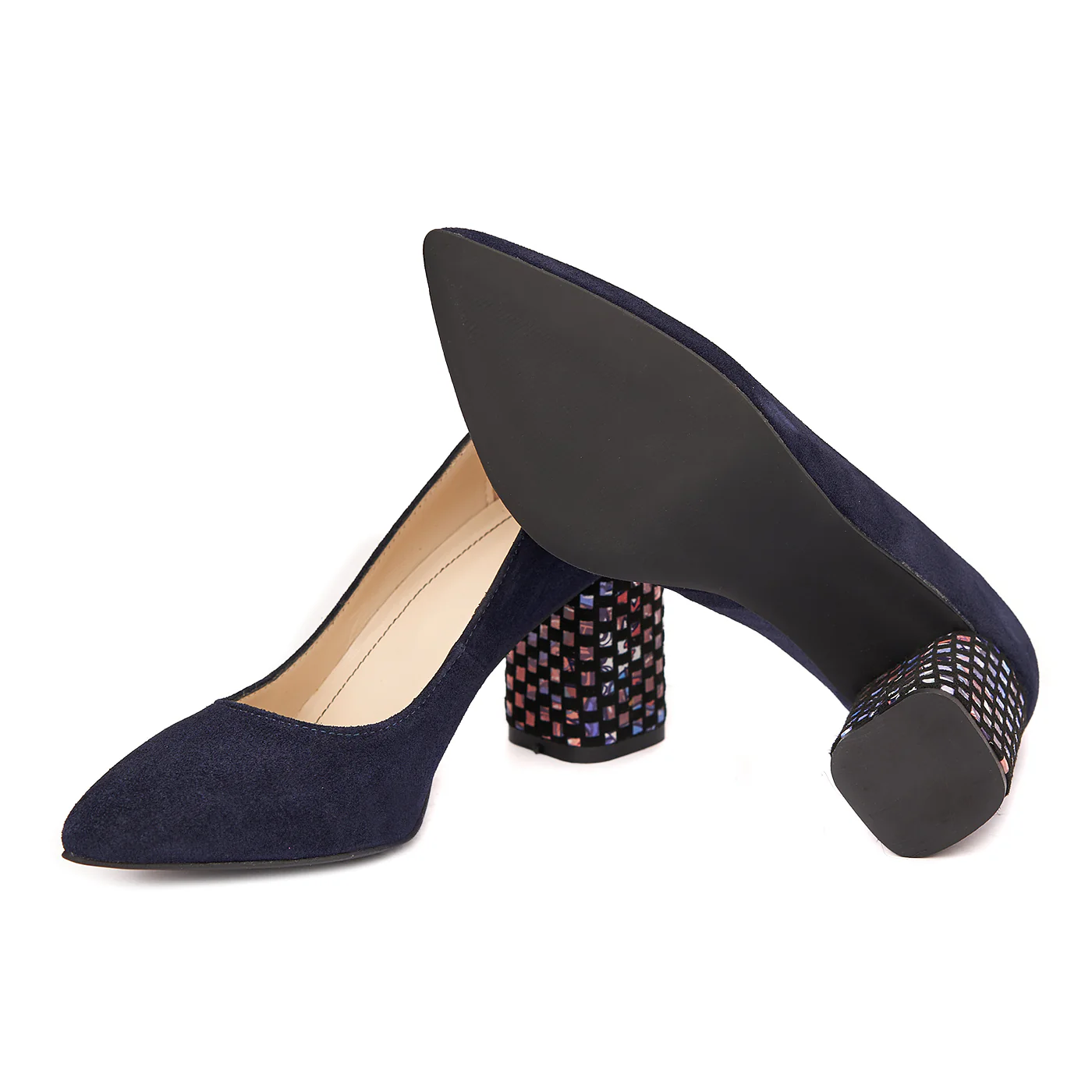 Pantofi dama din piele naturala bleomarin toc imbracat 4425 - Image 3
