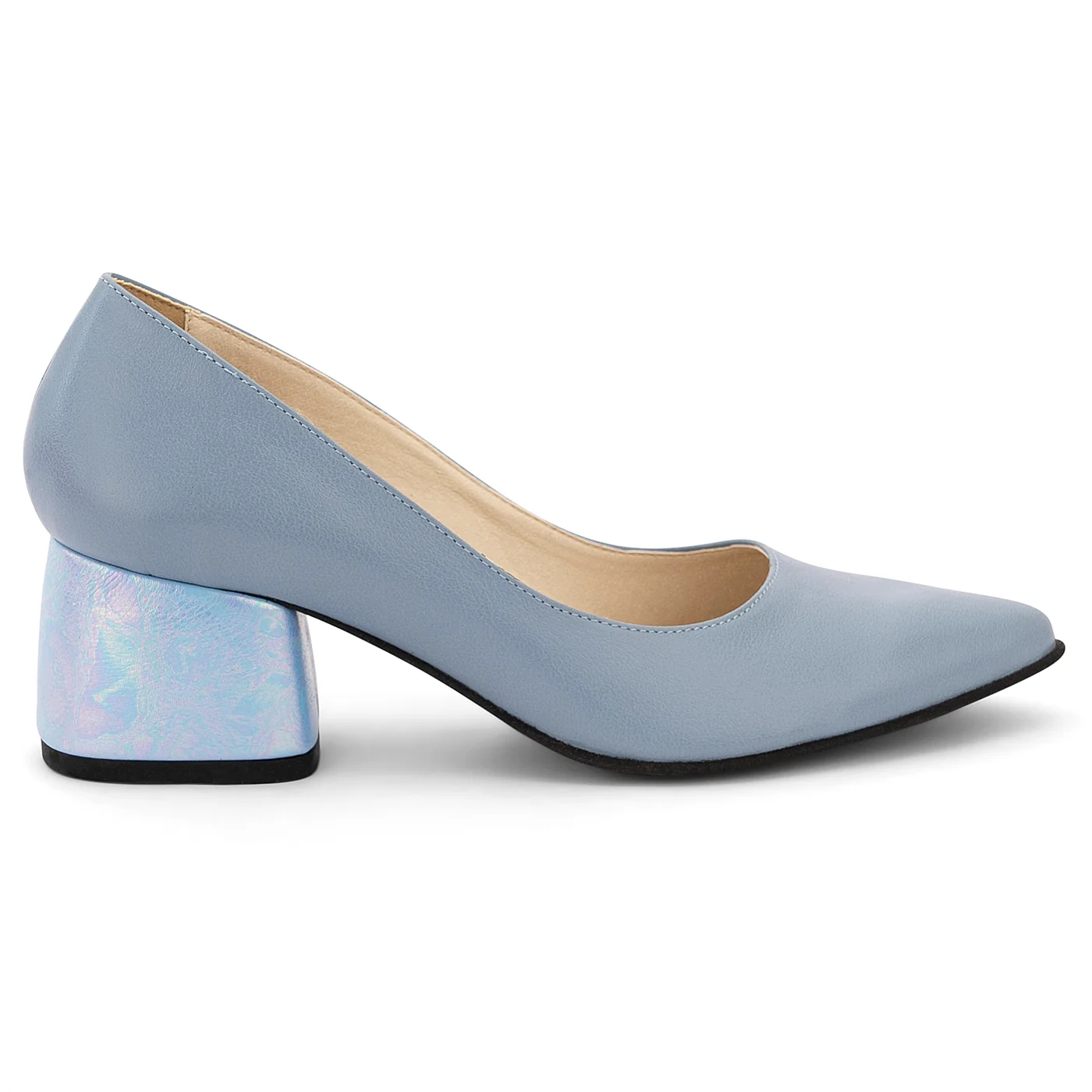 Pantofi dama din piele naturala bleu 14091