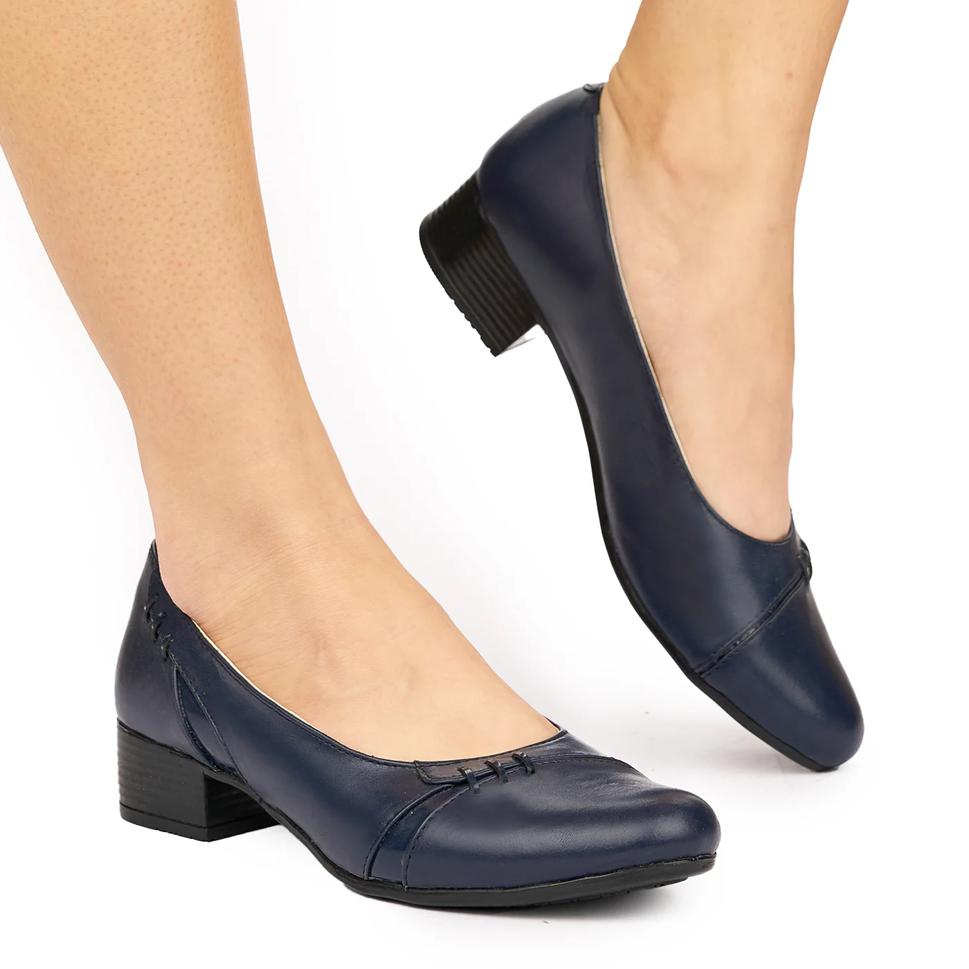 Pantofi dama din piele naturala bleumarin 1200 - Image 2