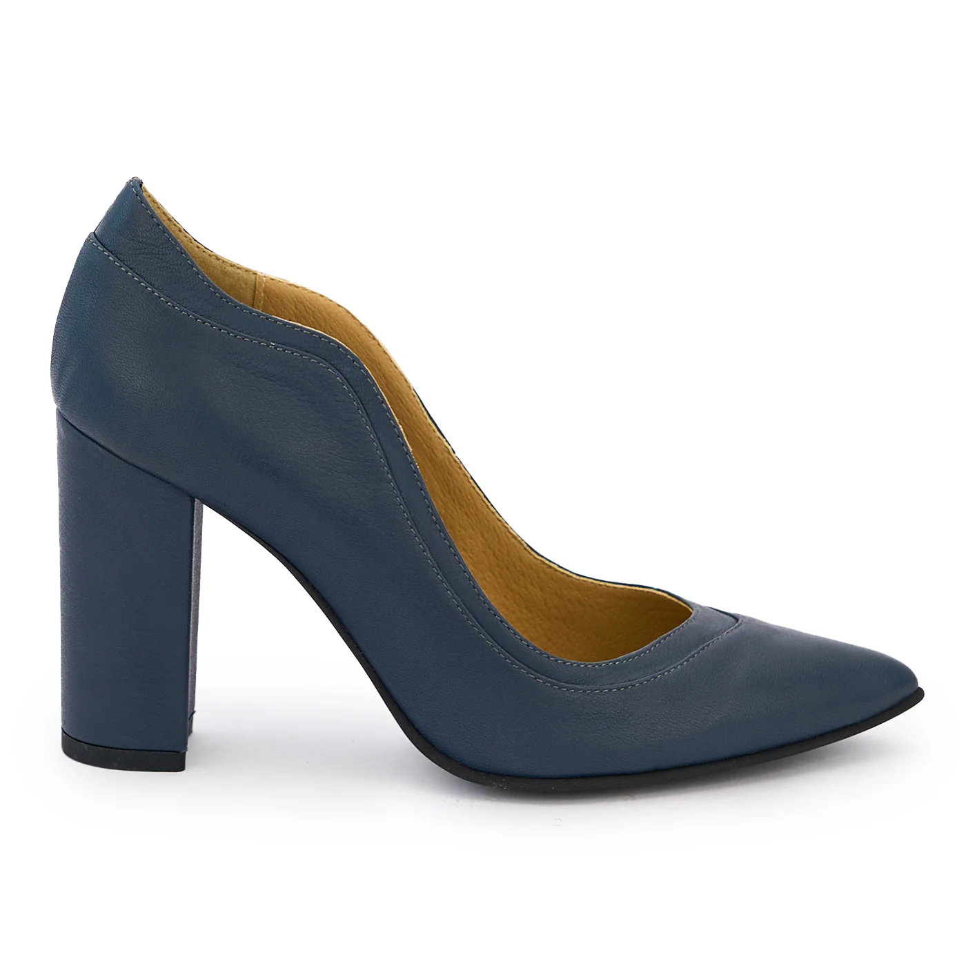 Pantofi dama din piele naturala bleumarin 14019