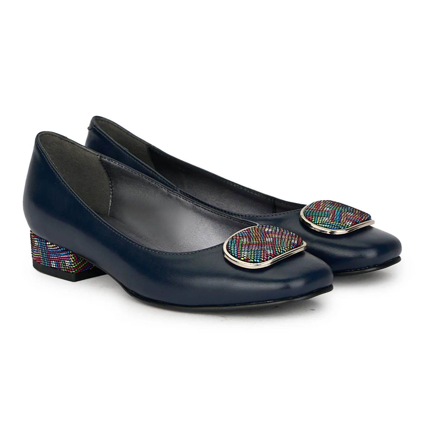 Pantofi dama din piele naturala bleumarin 17607 - Image 4