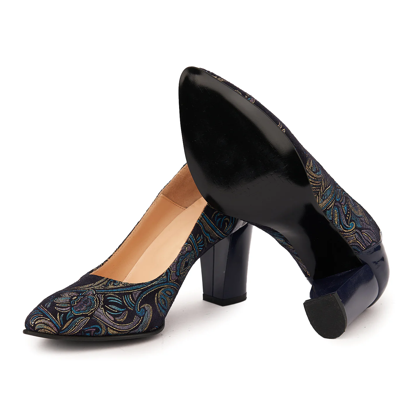 Pantofi dama din piele naturala bleumarin 4985 - Image 3