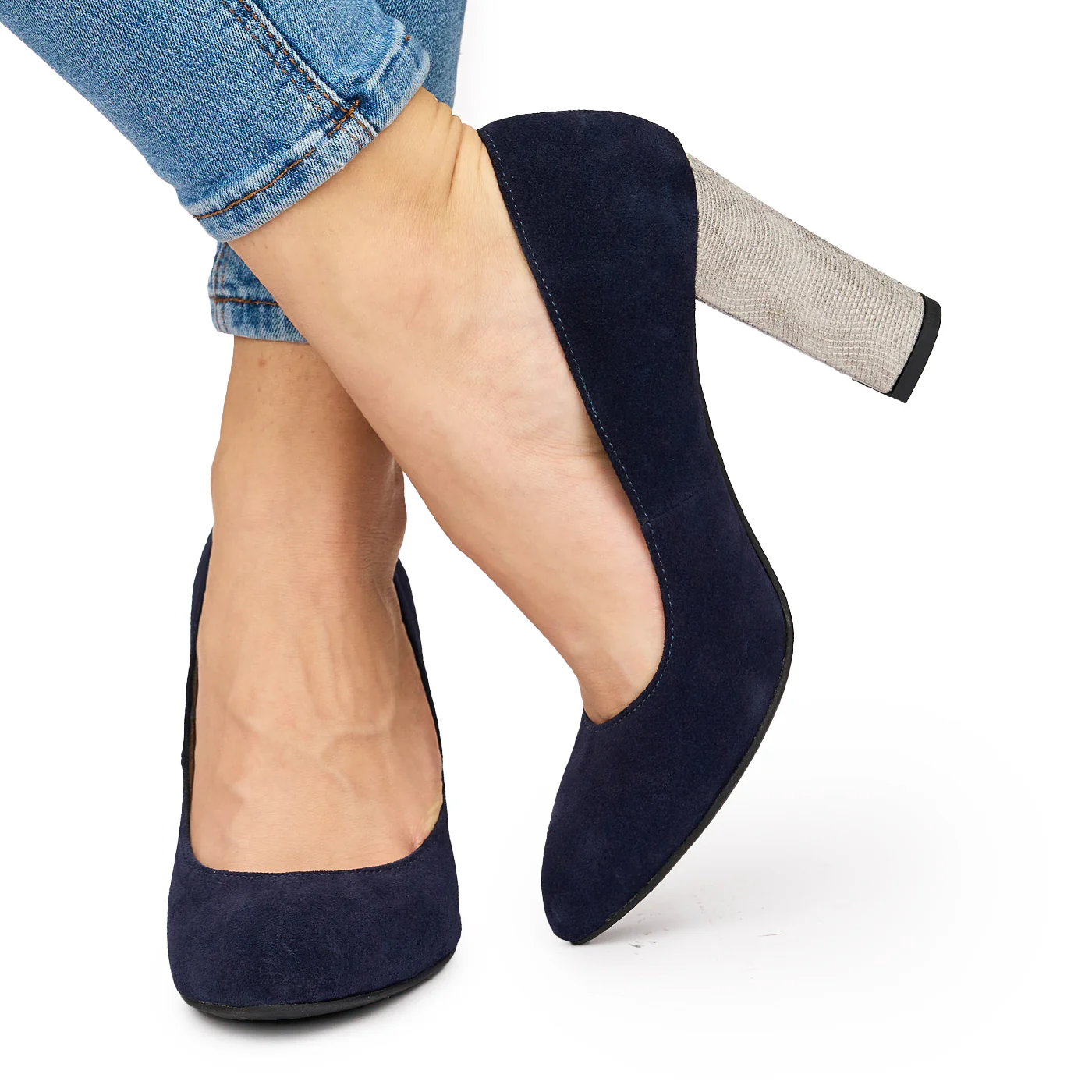 Pantofi dama din piele naturala bleumarin 9182 - Image 3