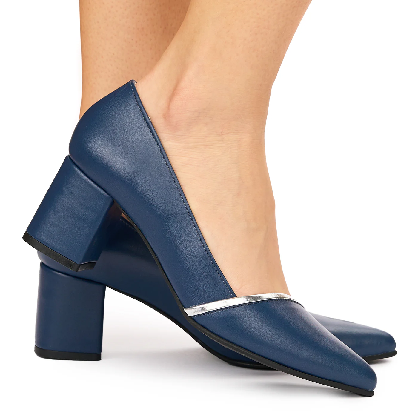 Pantofi dama din piele naturala bleumarin 9190