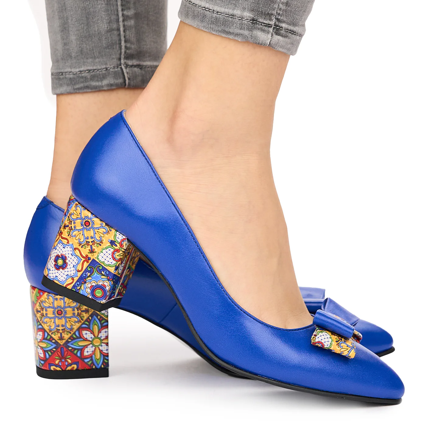 Pantofi dama din piele naturala albastru 9212