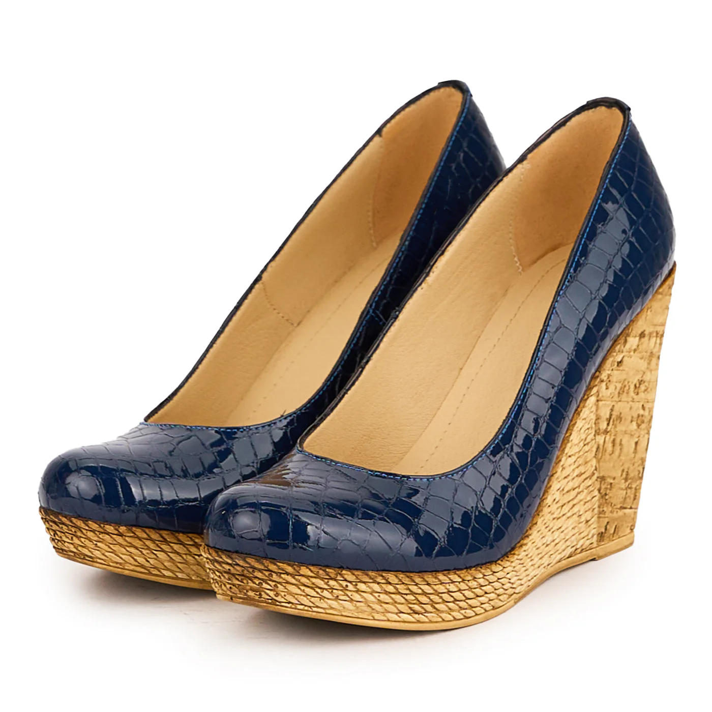Pantofi dama din piele naturala bleumarin cu platforma 10.5 cm 16680 - Image 3