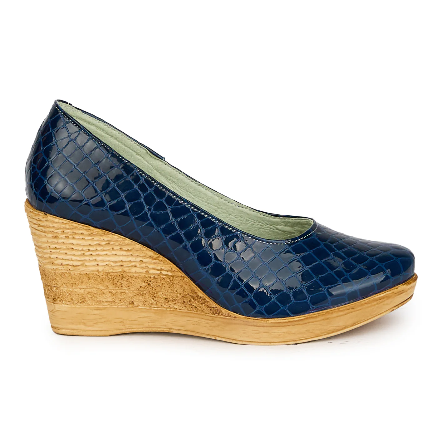 Pantofi dama din piele naturala bleumarin cu platforma 17550