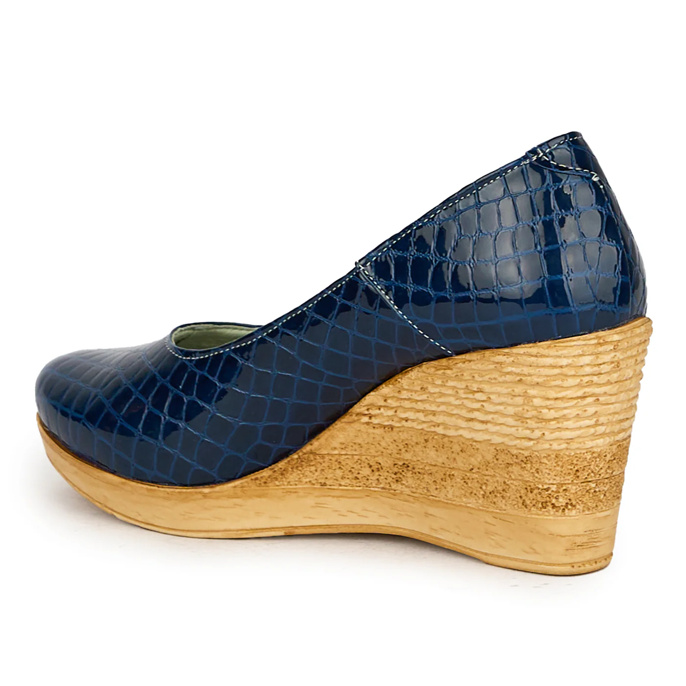 Pantofi dama din piele naturala bleumarin cu platforma 17550 - Image 2