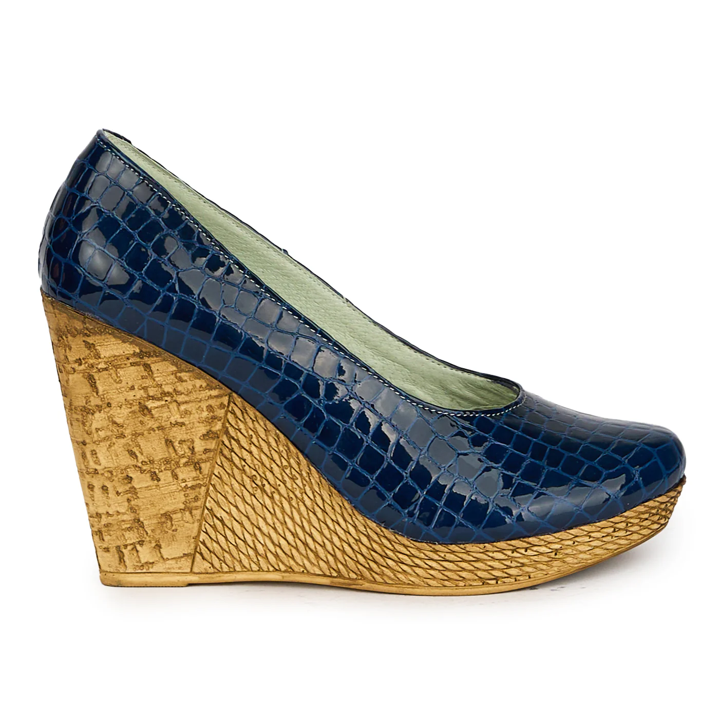 Pantofi dama din piele naturala bleumarin cu platforma 17551