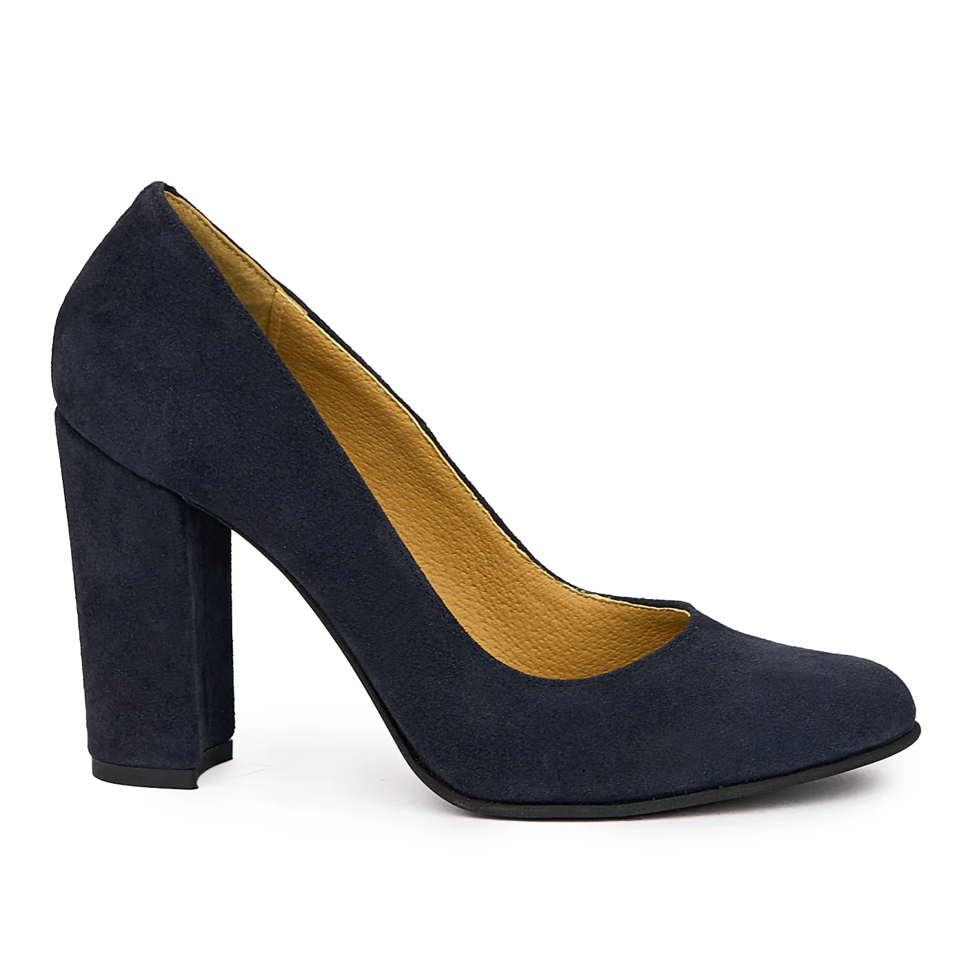 Pantofi dama din piele naturala bleumarin cu toc gros 10 cm 14372
