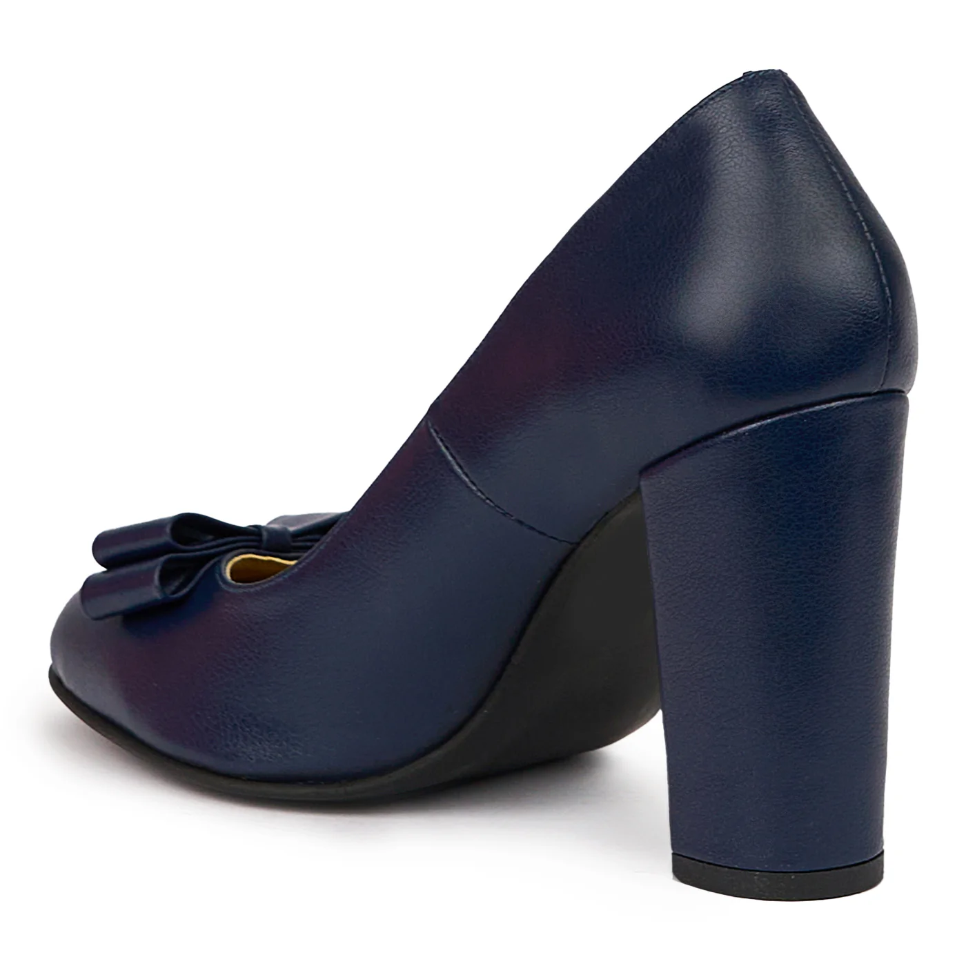 Pantofi dama din piele naturala bleumarin cu toc gros 10 cm 14382 - Image 2