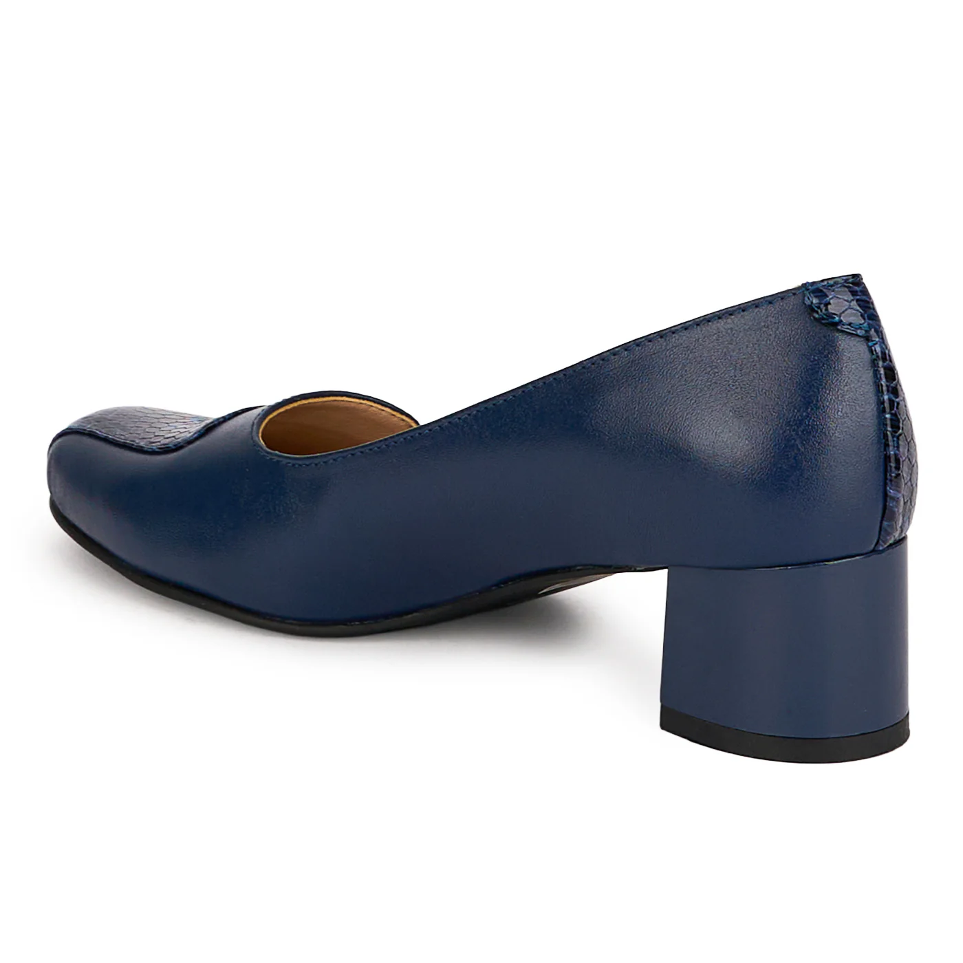 Pantofi dama din piele naturala bleumarin cu toc gros 4.5 cm 18690 - Image 2