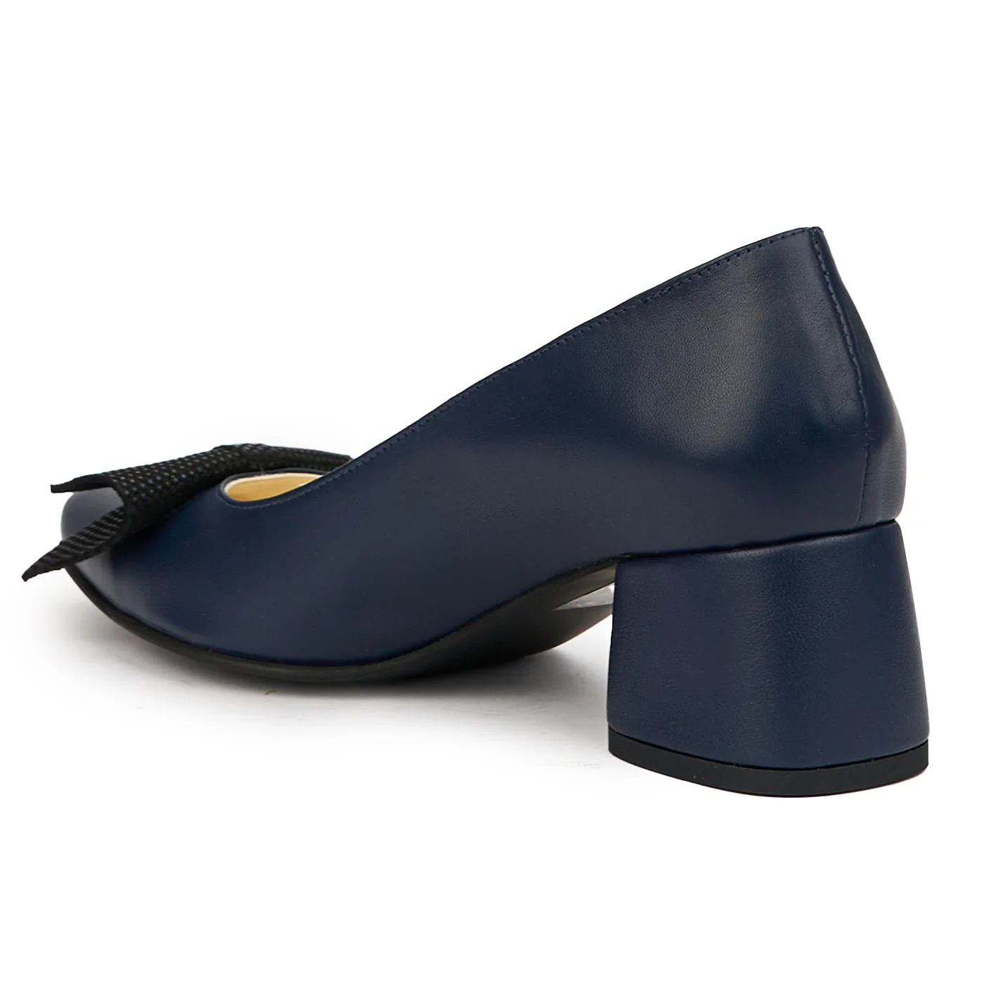 Pantofi dama din piele naturala bleumarin cu toc gros 5.5 cm 14575 - Image 2