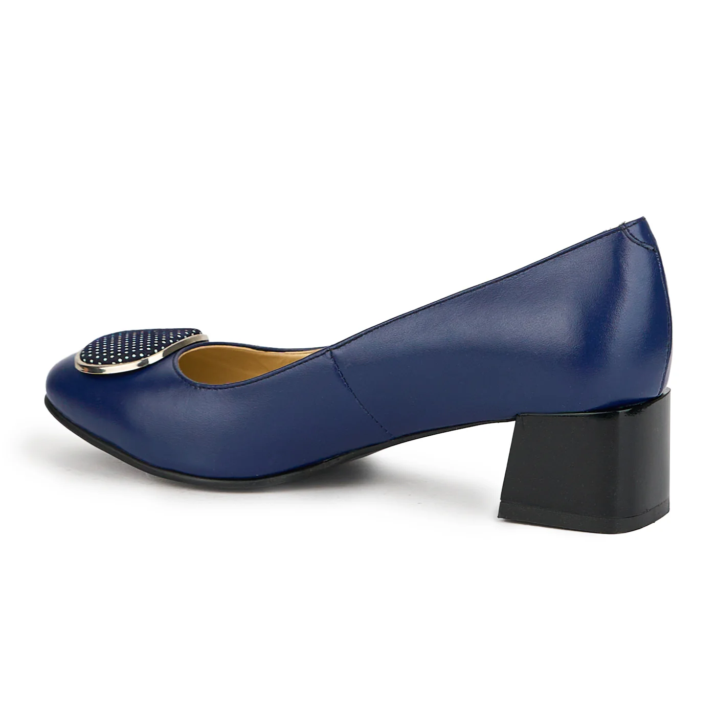 Pantofi dama din piele naturala bleumarin cu toc gros 5.5 cm 15132 - Image 2