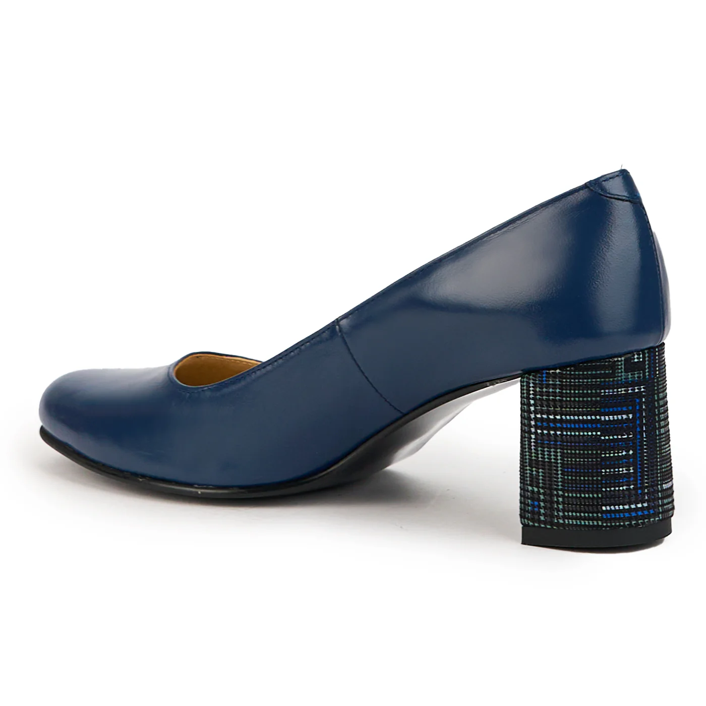 Pantofi dama din piele naturala bleumarin cu toc gros 6.5 cm 14768 - Image 2