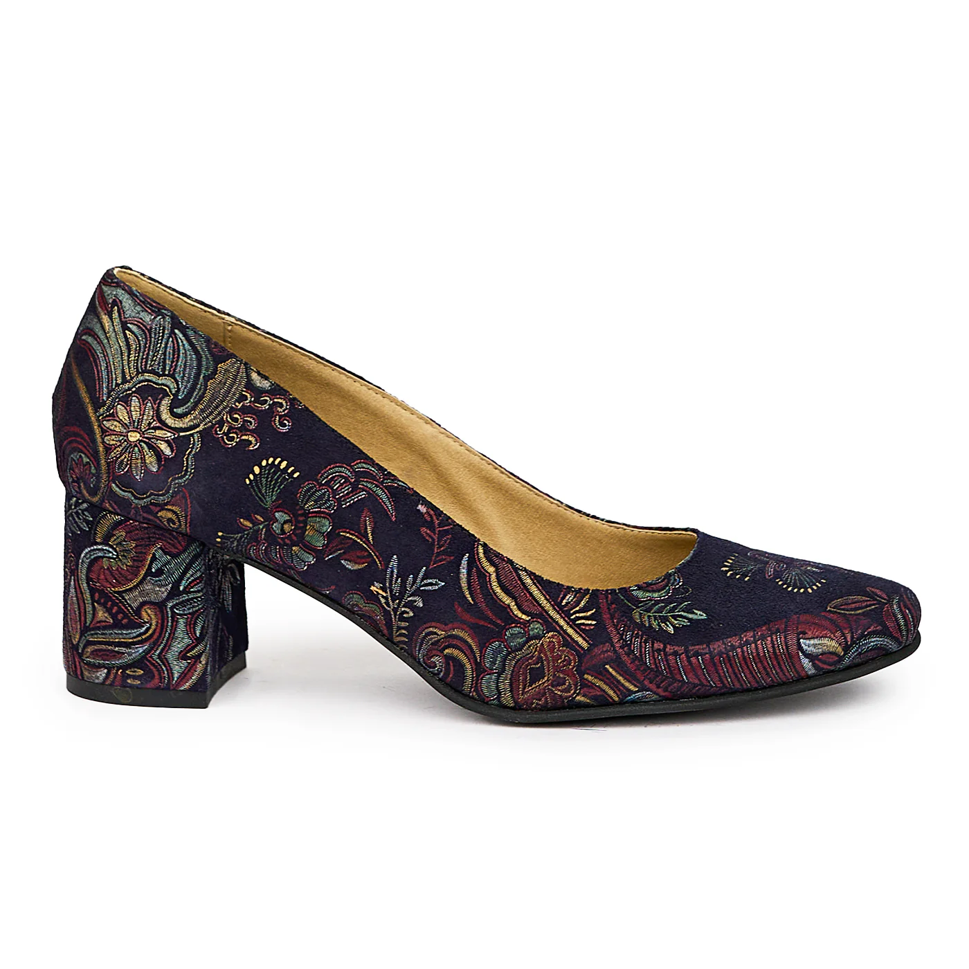 Pantofi dama din piele naturala bleumarin cu toc gros 6 cm 14376