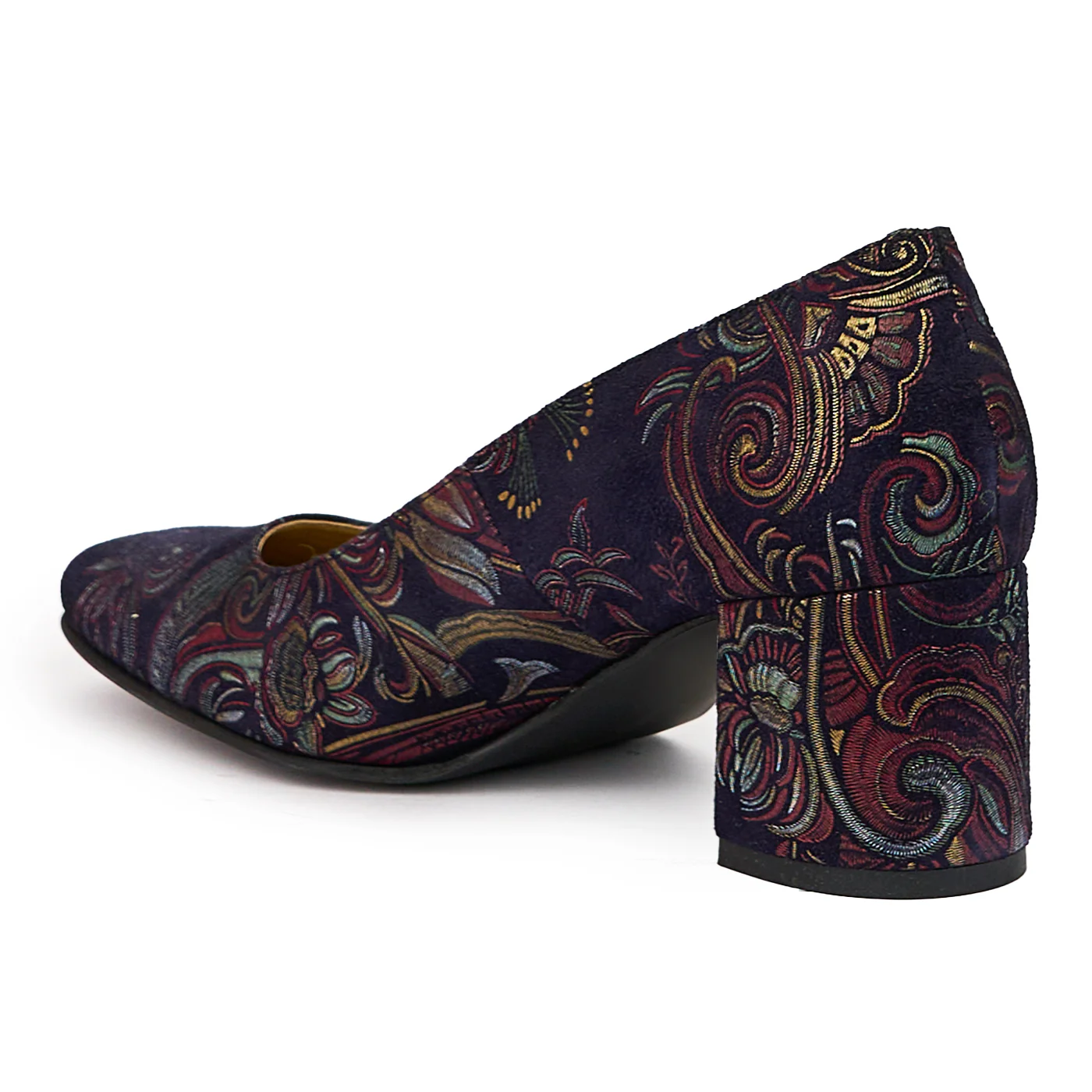 Pantofi dama din piele naturala bleumarin cu toc gros 6 cm 14376 - Image 2