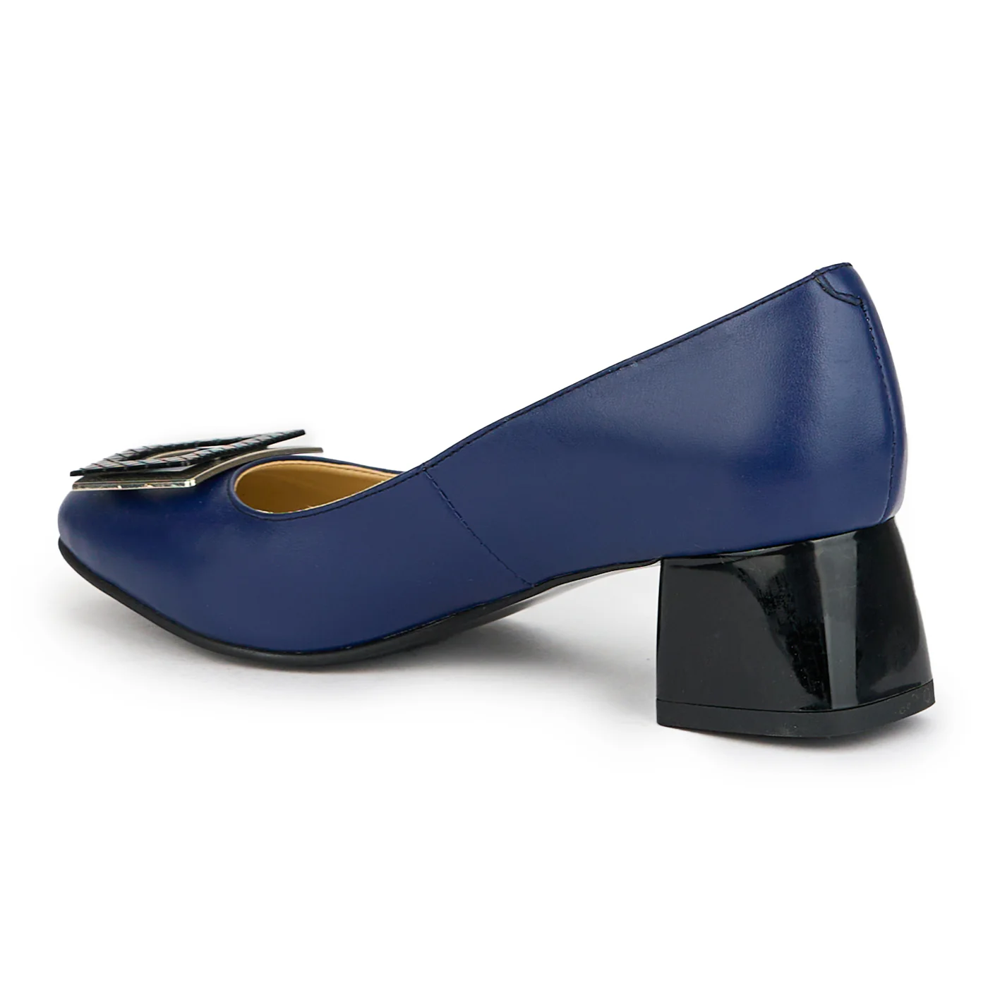 Pantofi dama din piele naturala bleumarin cu toc gros 6 cm 14994 - Image 2