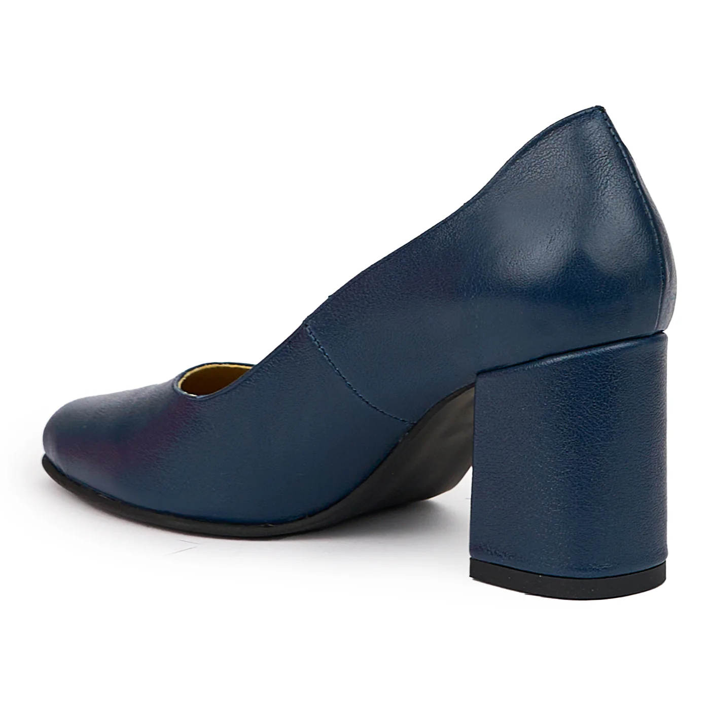 Pantofi dama din piele naturala bleumarin cu toc gros 7 cm 14378 - Image 2