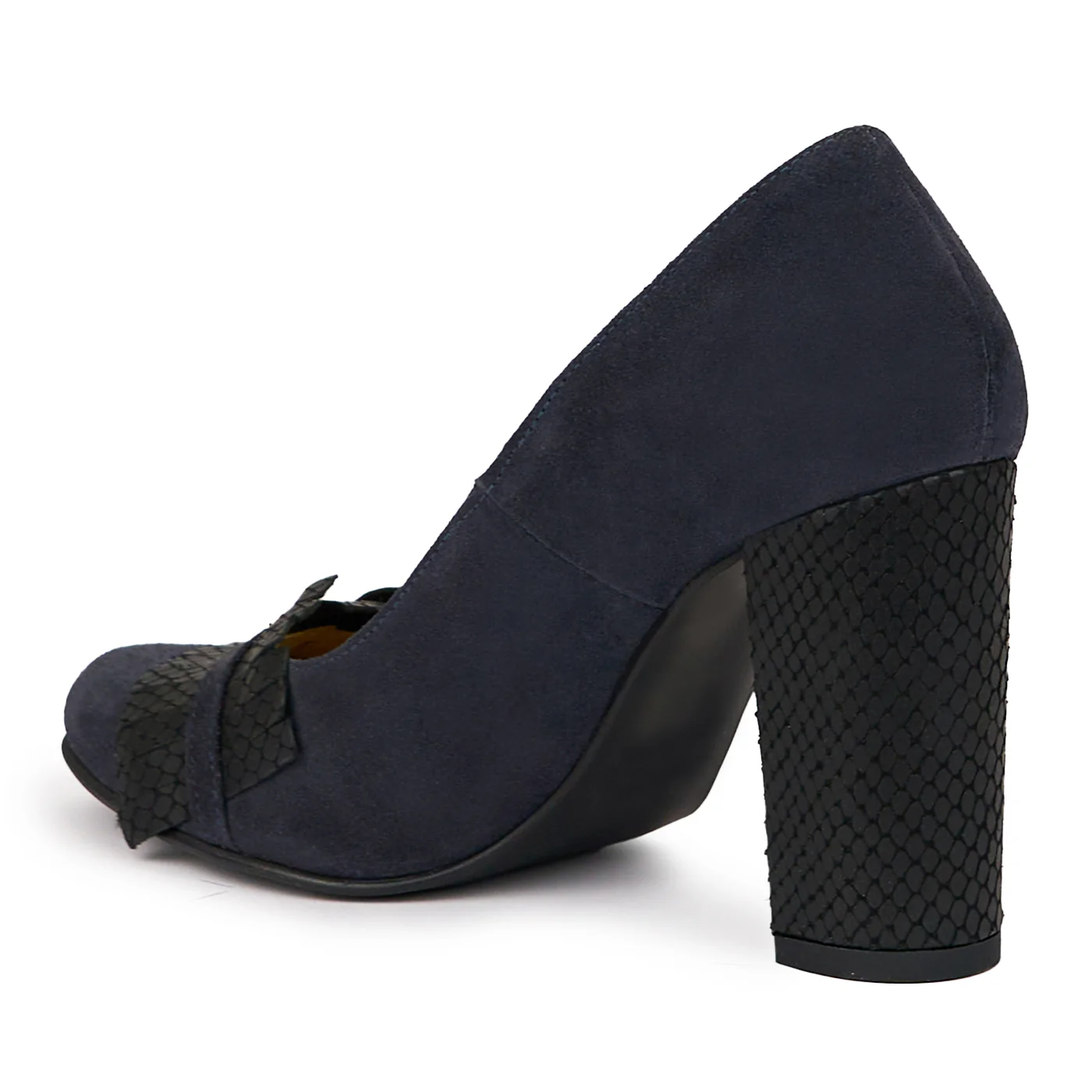 Pantofi dama din piele naturala bleumarin cu toc gros 9.5 cm 14240 - Image 2
