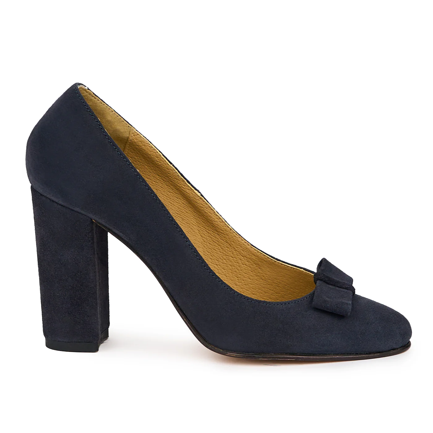 Pantofi dama din piele naturala bleumarin cu toc gros 9.5 cm 14277