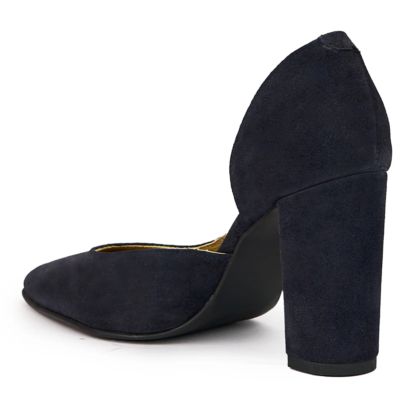 Pantofi dama din piele naturala bleumarin cu toc gros 9.5 cm 14373 - Image 2