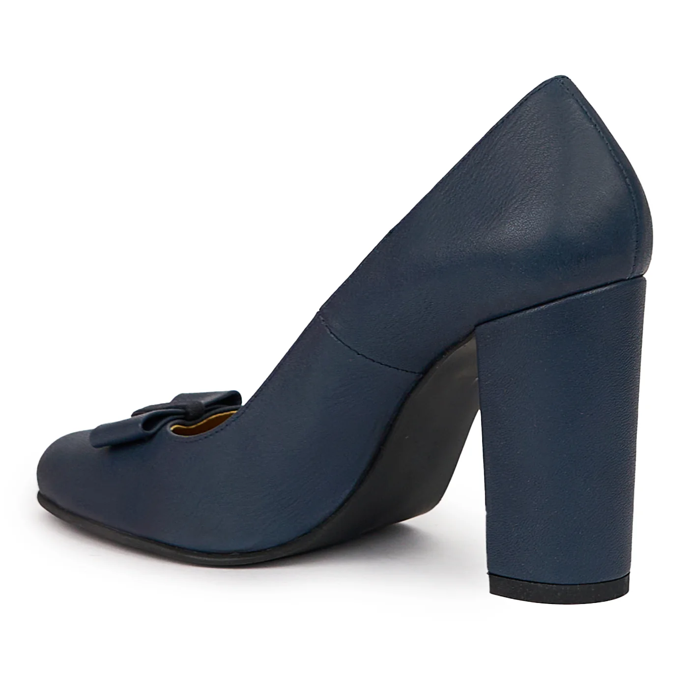Pantofi dama din piele naturala bleumarin cu toc gros 9.5 cm 14416 - Image 2