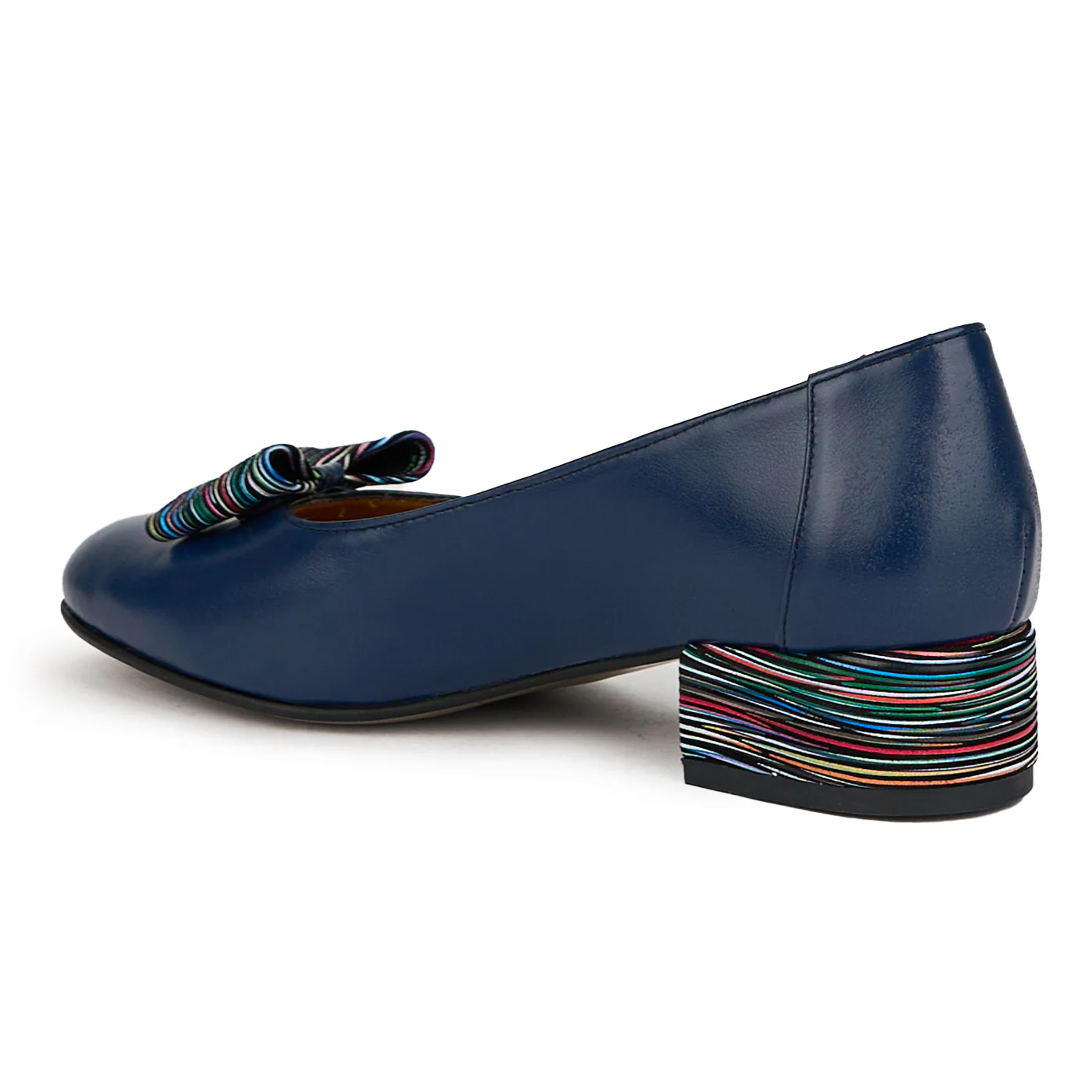 Pantofi dama din piele naturala bleumarin cu toc mic 3.5 cm 14991 - Image 2