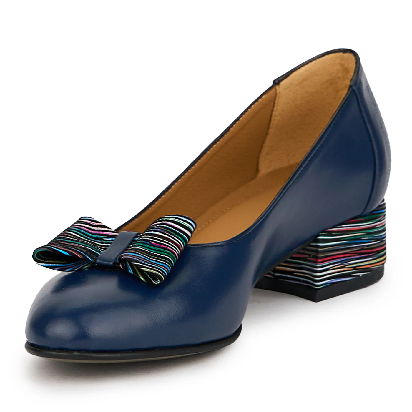 Pantofi dama din piele naturala bleumarin cu toc mic 3.5 cm 14991 - Image 3