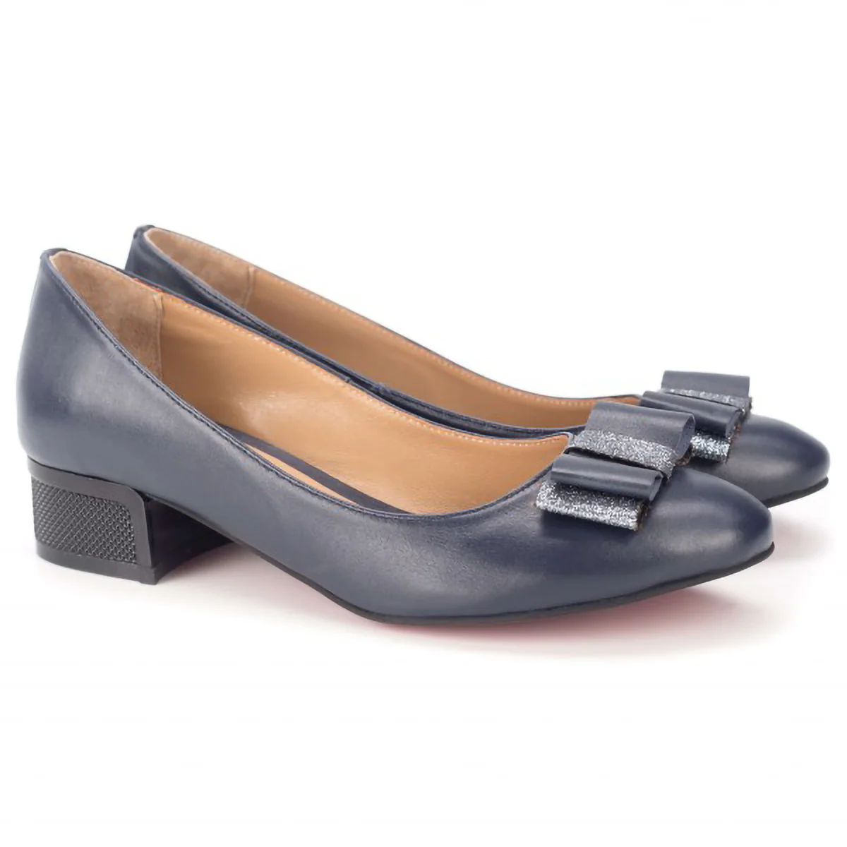 Pantofi dama din piele naturala bleumarin cu toc mic 3.5 cm 15757 - Image 3