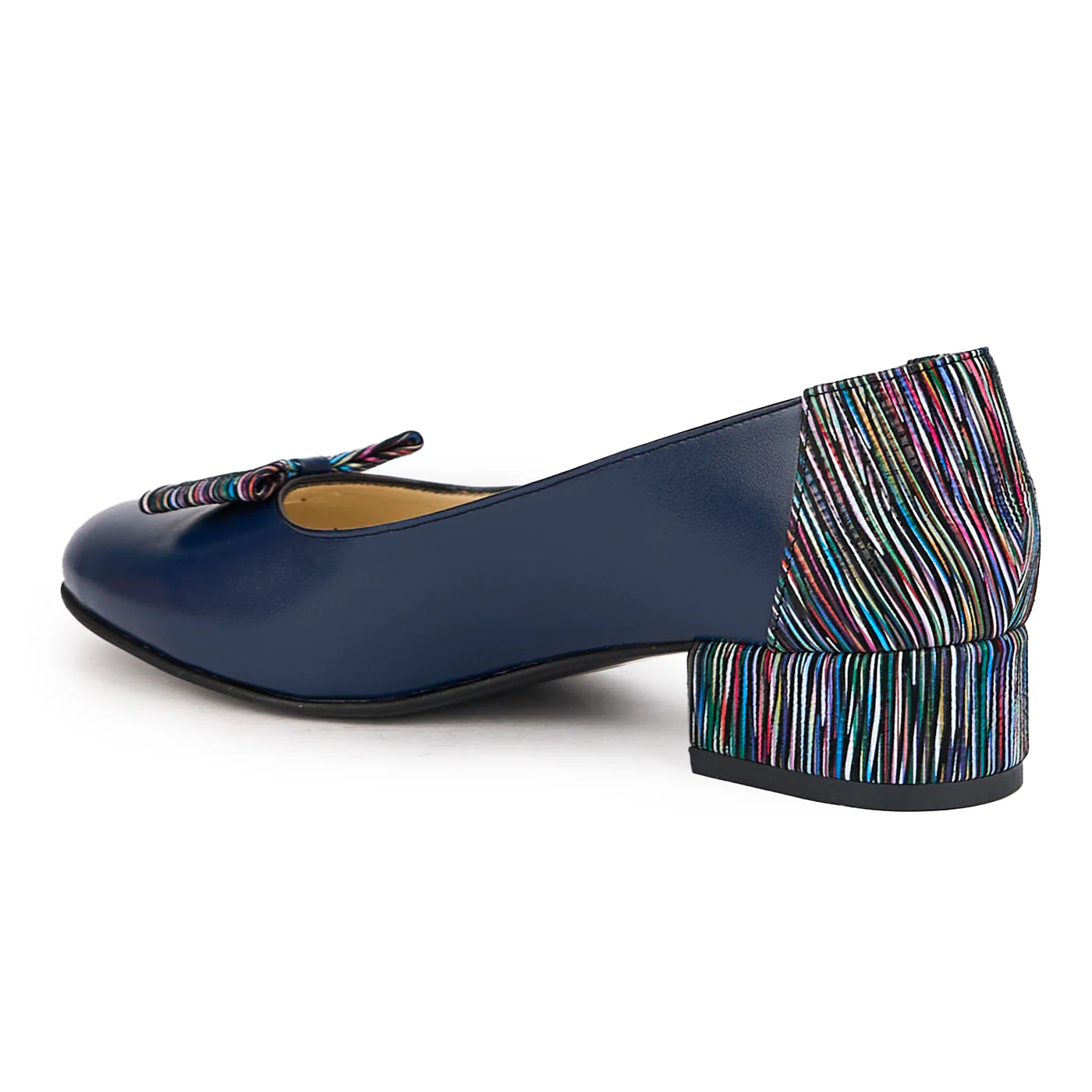 Pantofi dama din piele naturala bleumarin cu toc mic 3.5 cm 16236 - Image 2