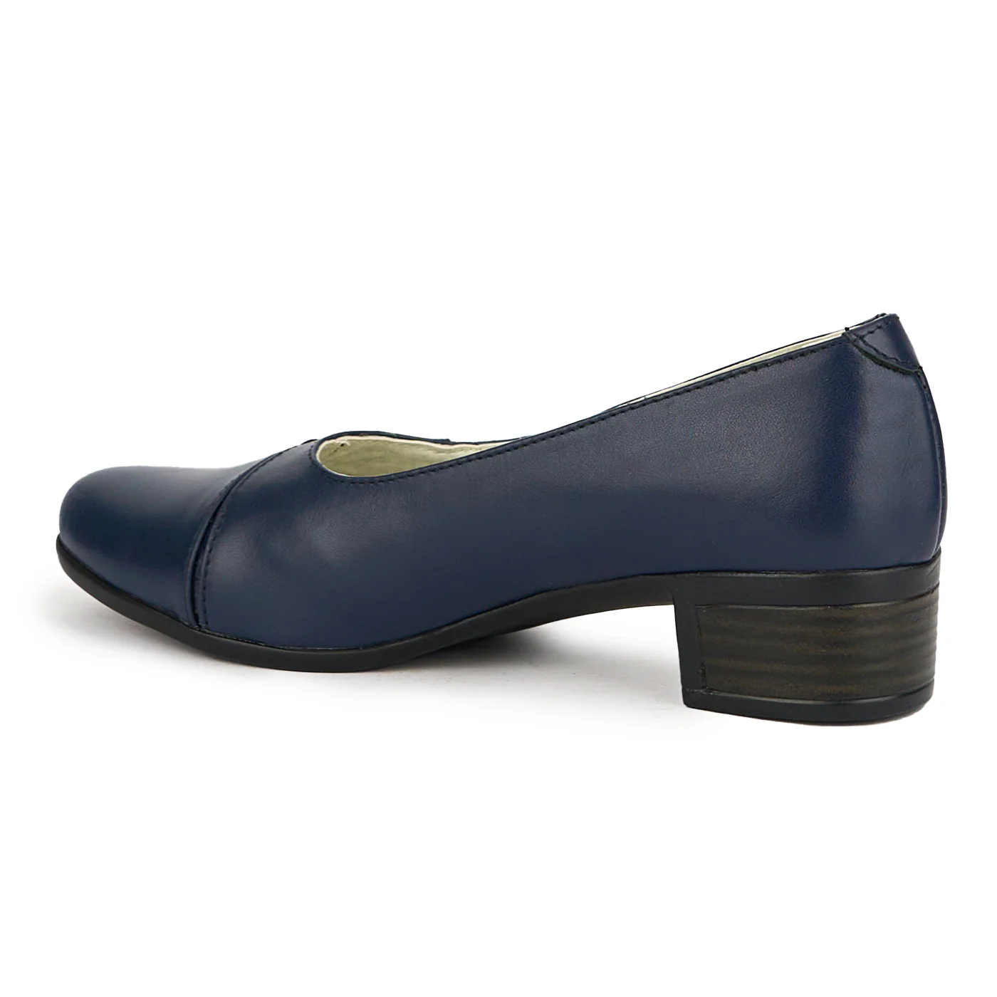 Pantofi dama din piele naturala bleumarin cu toc mic 4 cm 15077 - Image 2