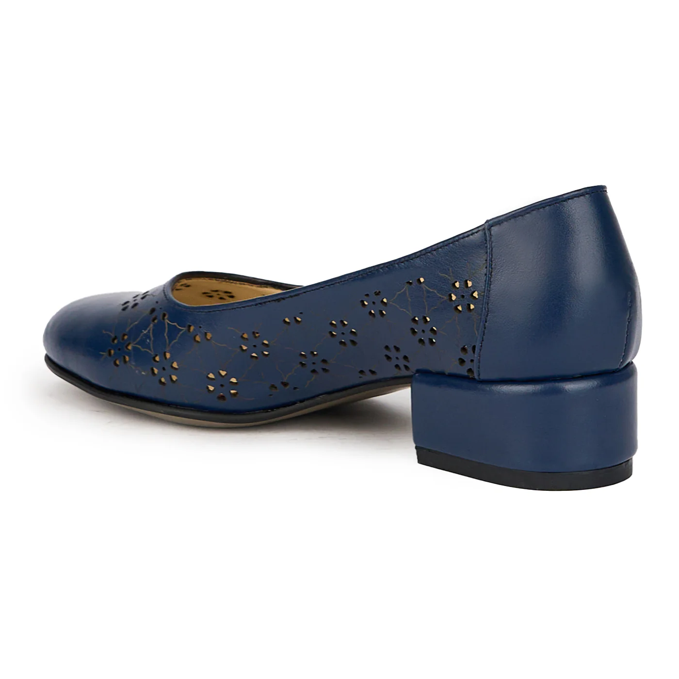 Pantofi dama din piele naturala bleumarin cu toc mic  4 cm 15868 - Image 2