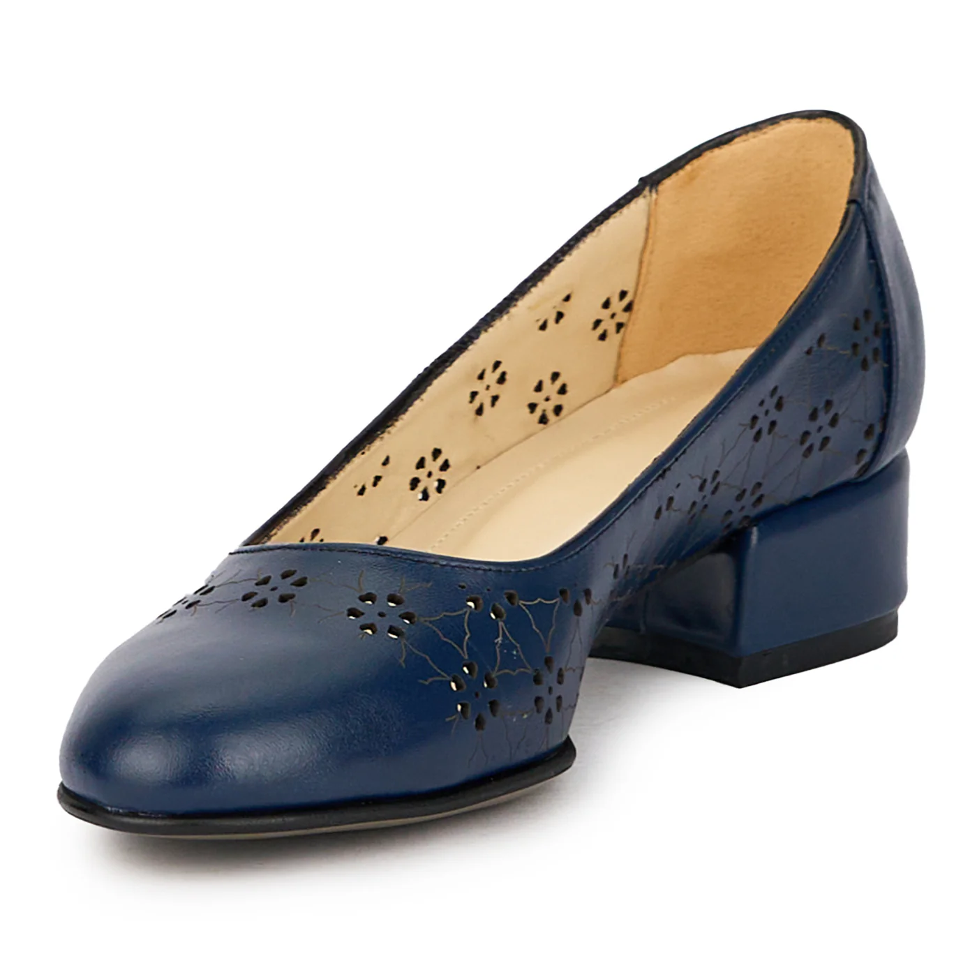 Pantofi dama din piele naturala bleumarin cu toc mic  4 cm 15868 - Image 3