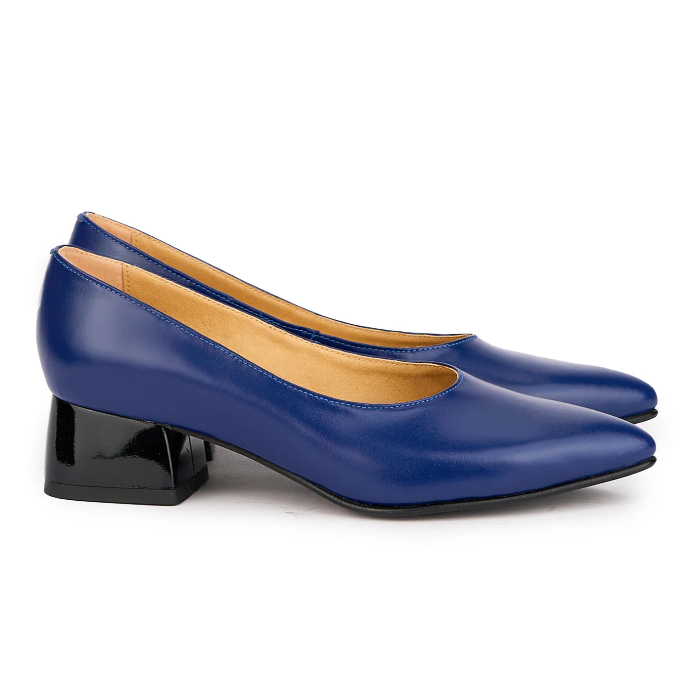 Pantofi dama din piele naturala bleumarin cu toc mic 4 cm 16960 - Image 4
