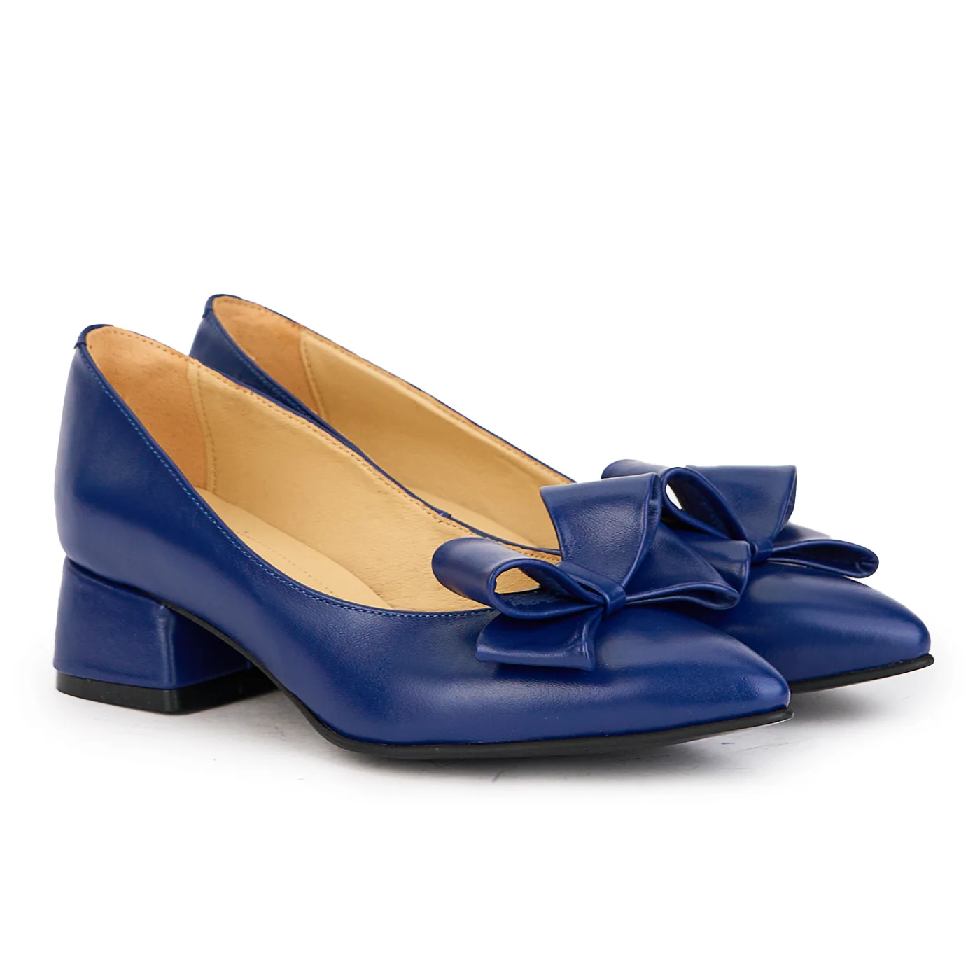 Pantofi dama din piele naturala bleumarin cu toc mic 4 cm 17191 - Image 4