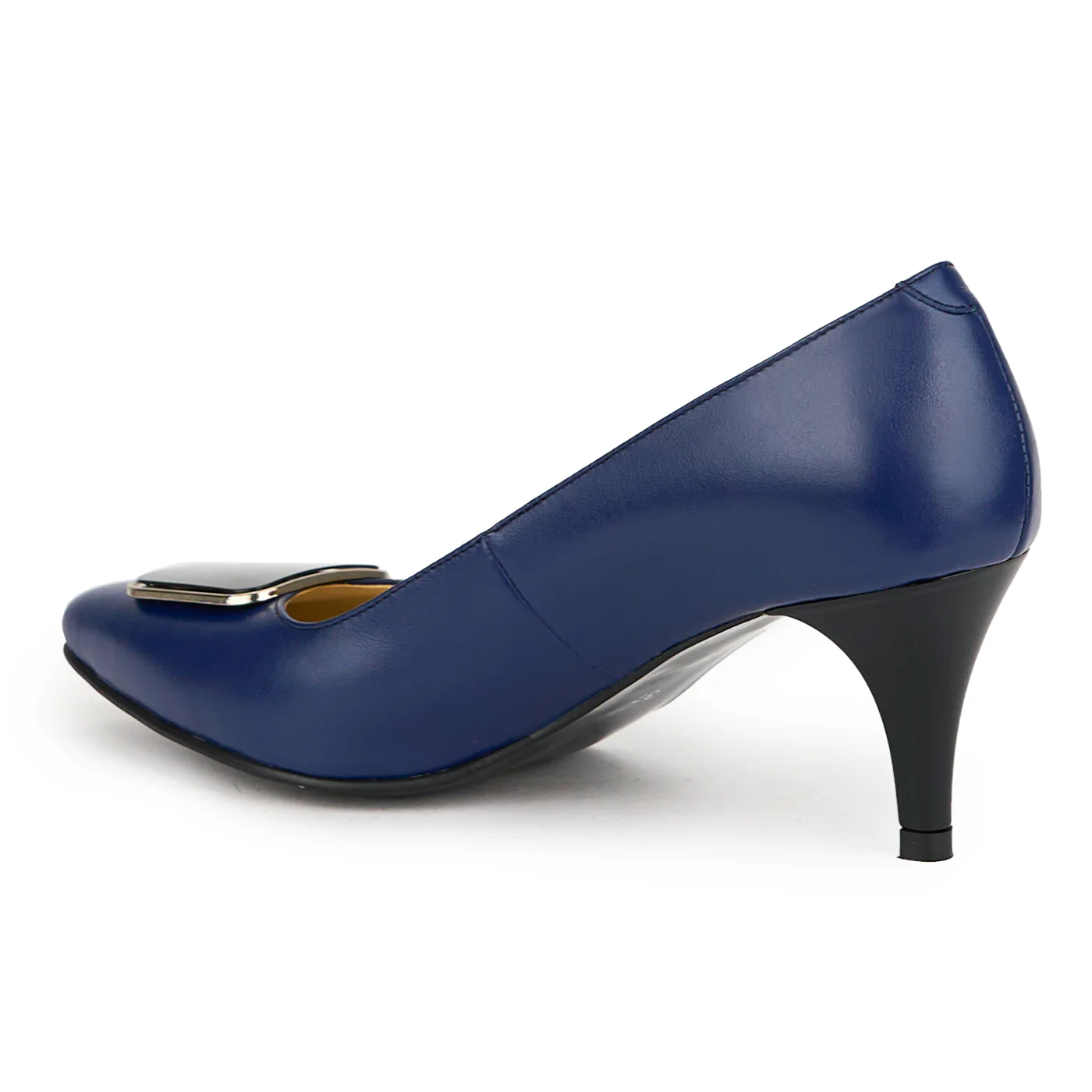 Pantofi dama din piele naturala bleumarin cu toc subtire 7 cm 15057 - Image 2