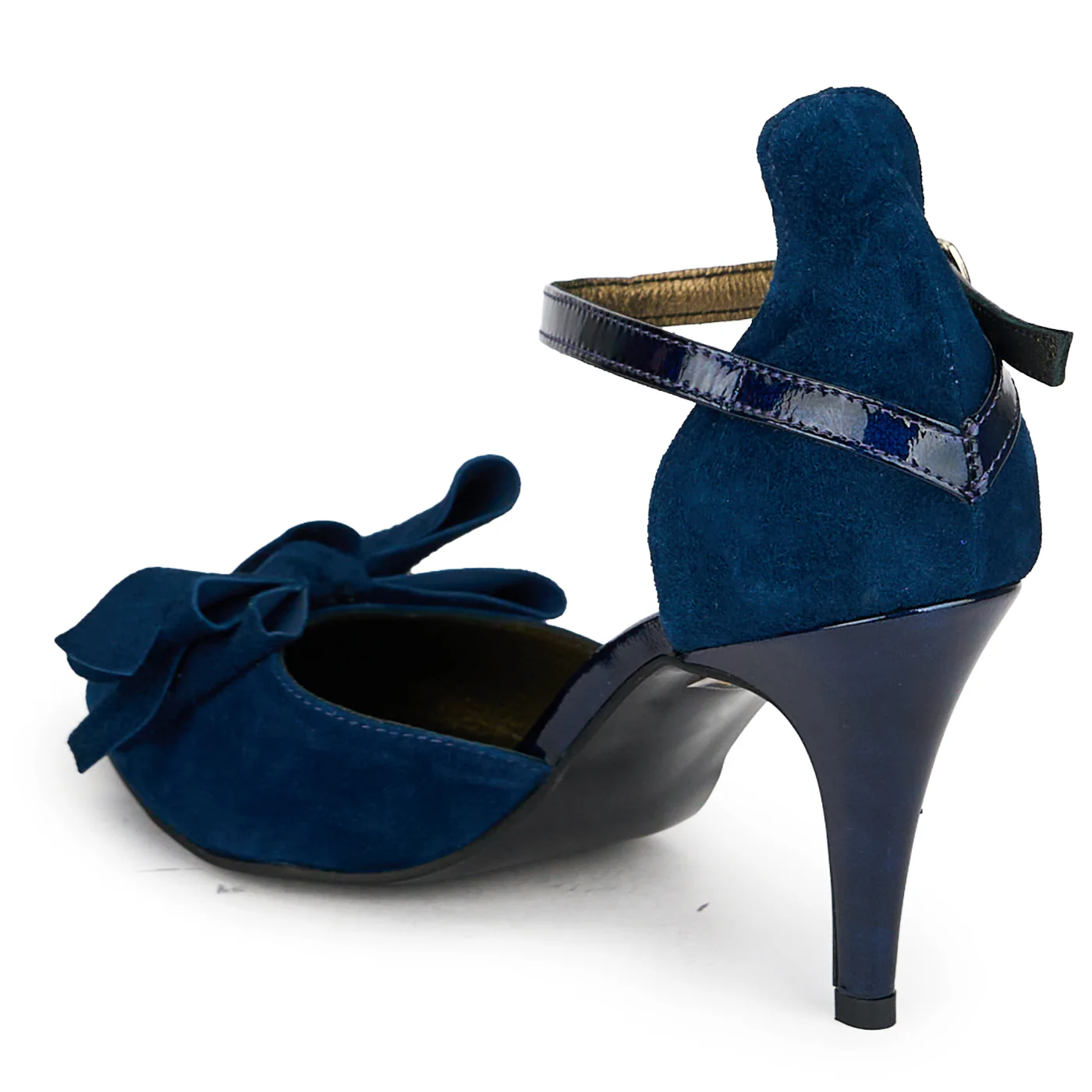 Pantofi dama din piele naturala bleumarin cu toc subtire 8.5 cm 19831 - Image 2