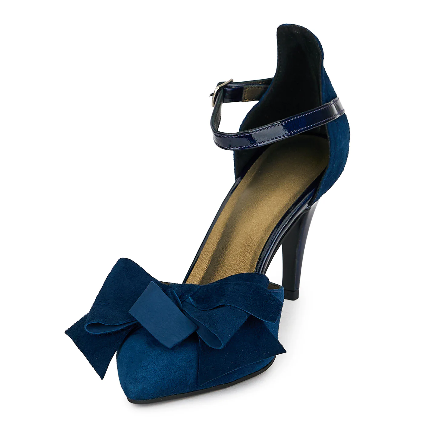 Pantofi dama din piele naturala bleumarin cu toc subtire 8.5 cm 19831 - Image 3