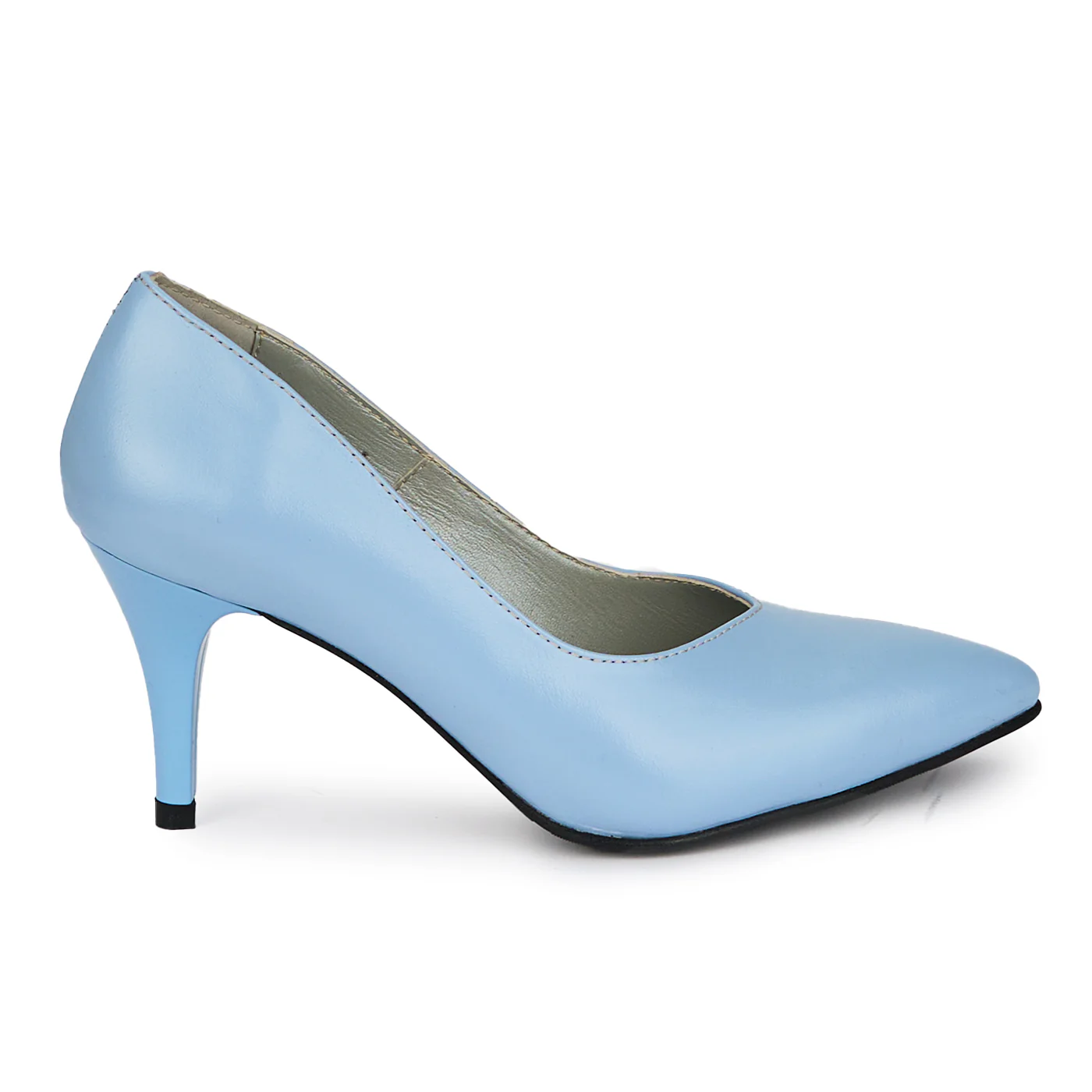 Pantofi dama din piele naturala albastra cu toc subtire 8 cm 18123